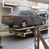 The long abandoned Merc is removed