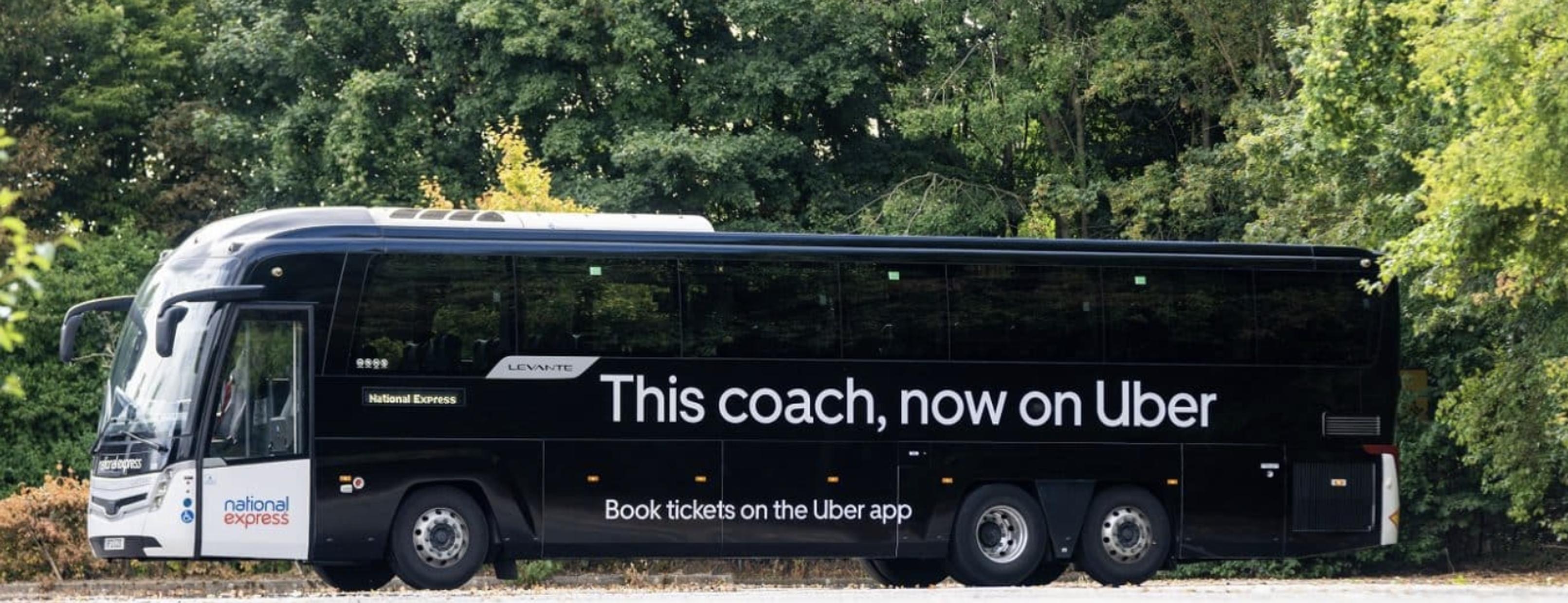 To mark its partnership with Uber, National Express has wrapped one of its own coaches in a black livery. 26 more are scheduled to receive Uber wraps in the next few weeks
