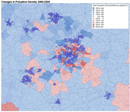 Changes in population density 2008-2026
