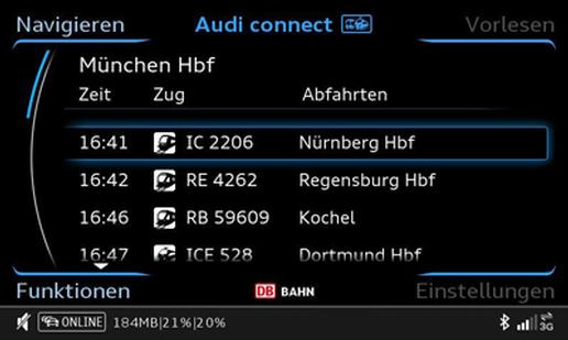 HaCon brings real-time train information into Audi’s multimedia system - a service that is unique in Europe.