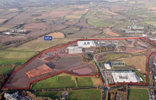 The Highways Agency worked closely with local authorities to facilitate the i54 strategic employment area beside the M54 on the Staffordshire/Wolverhampton border (Note – JLR: Jaguar Land Rover)