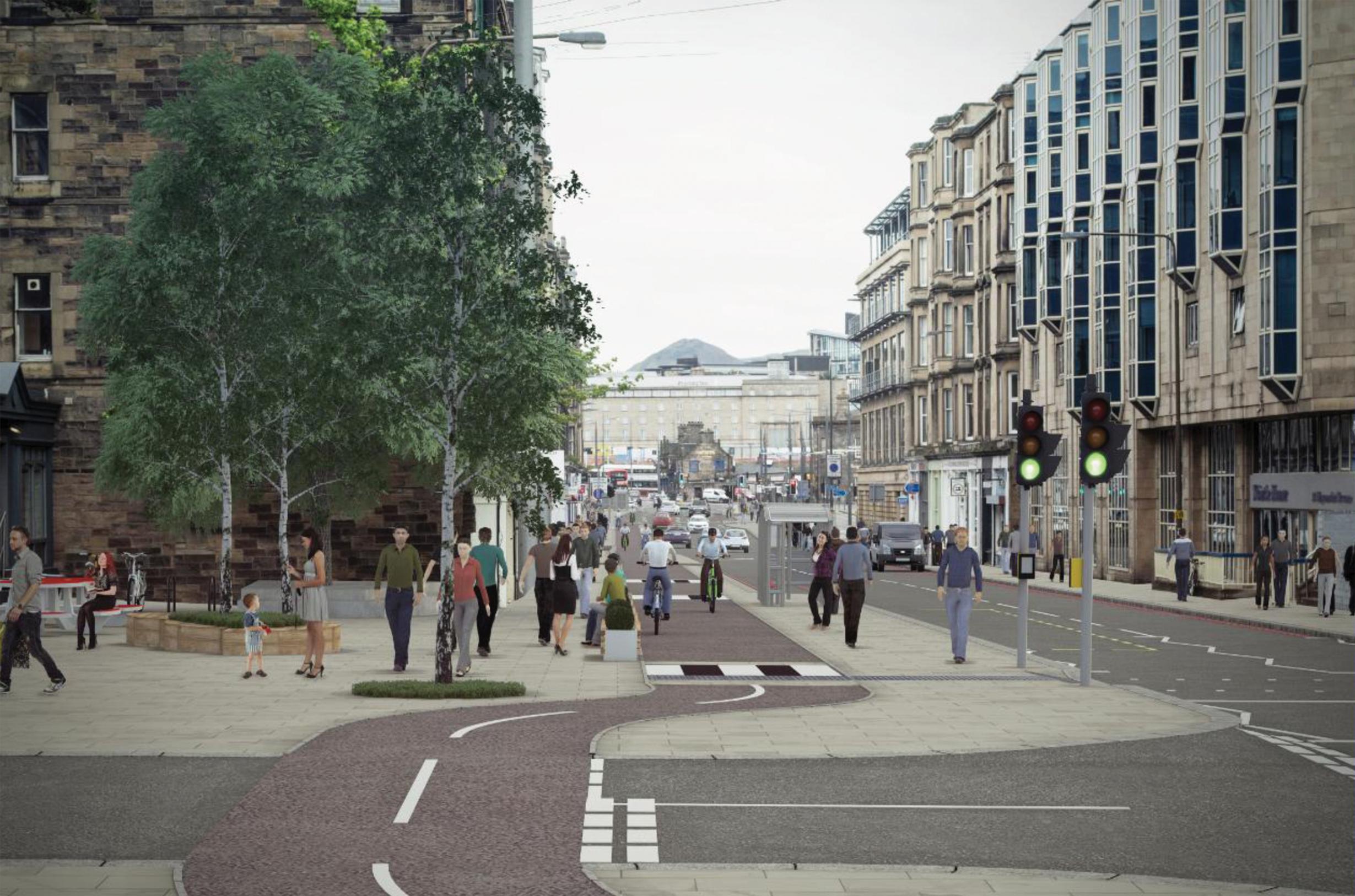 How the route could look on Haymarket Terrace