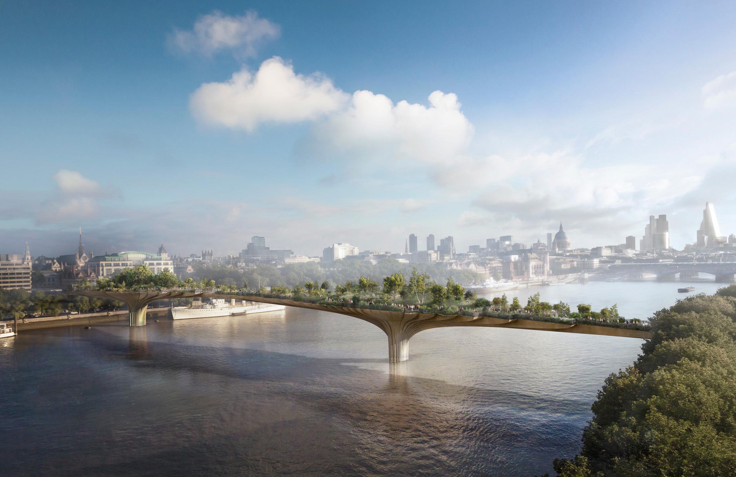 CGI presentation of the Garden Bridge, which has been designed by Thomas Heatherwick