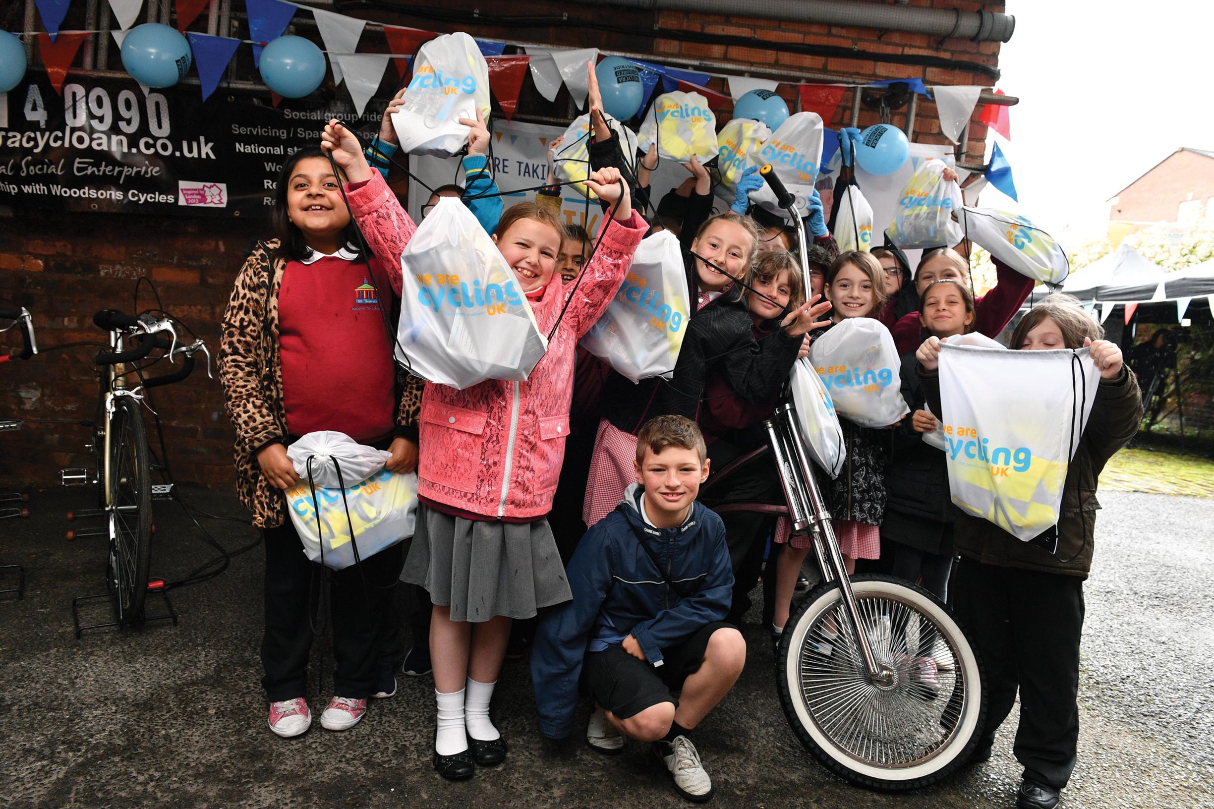 Launch of Big Bike Revival in Stockport, Greater Manchester. Cycling UK estimates that 40% of participants came from the lowest income bracket in the country