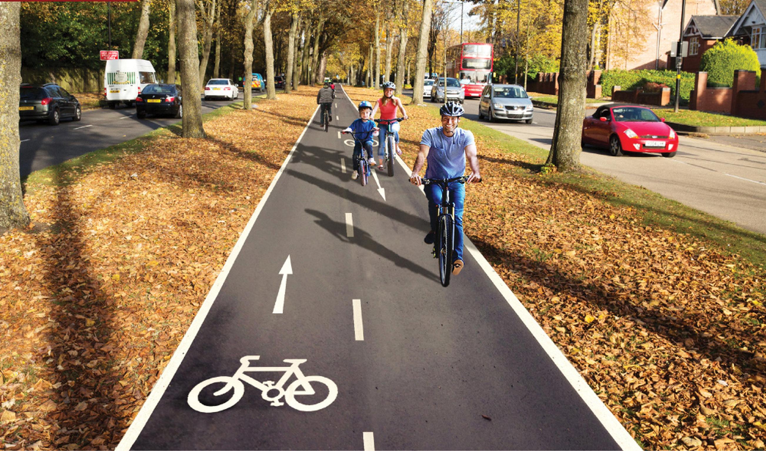 How the cycle lane on the A38 Bristol Road could look