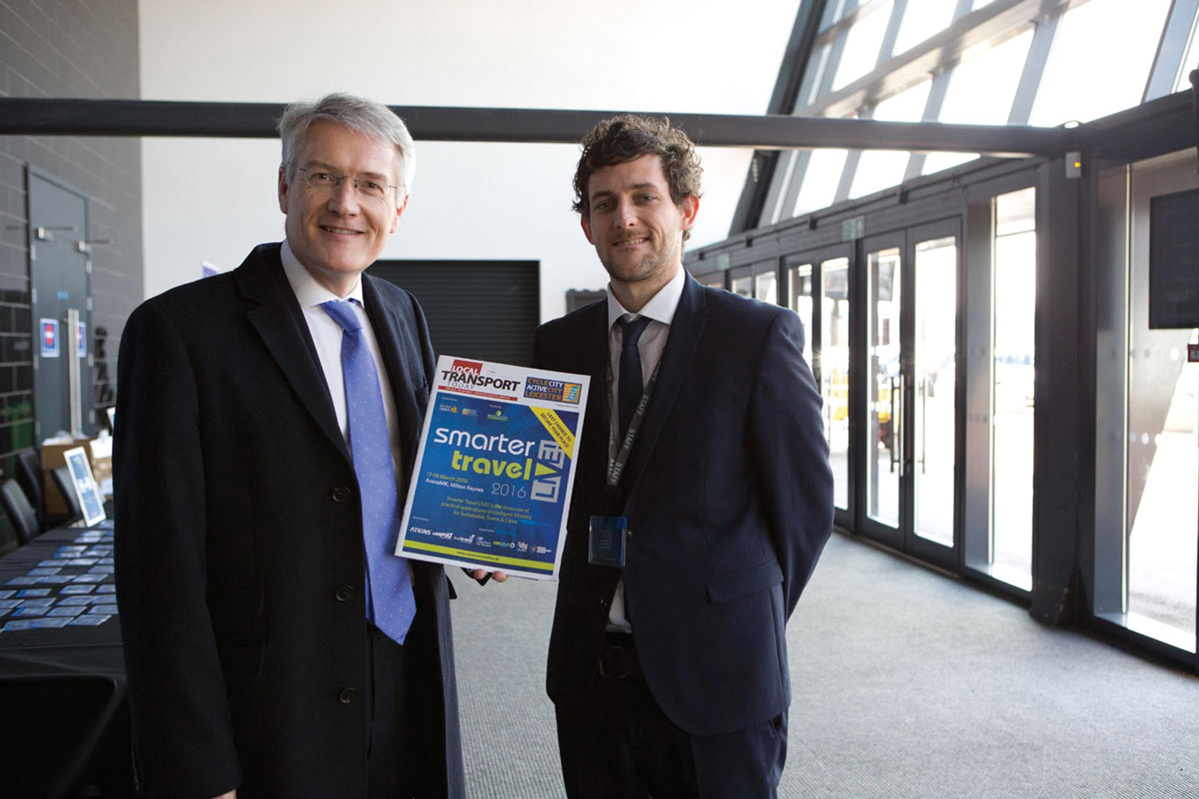 Transport Minister Andrew Jones (left) with Landor LINKs` Daniel Simpson
