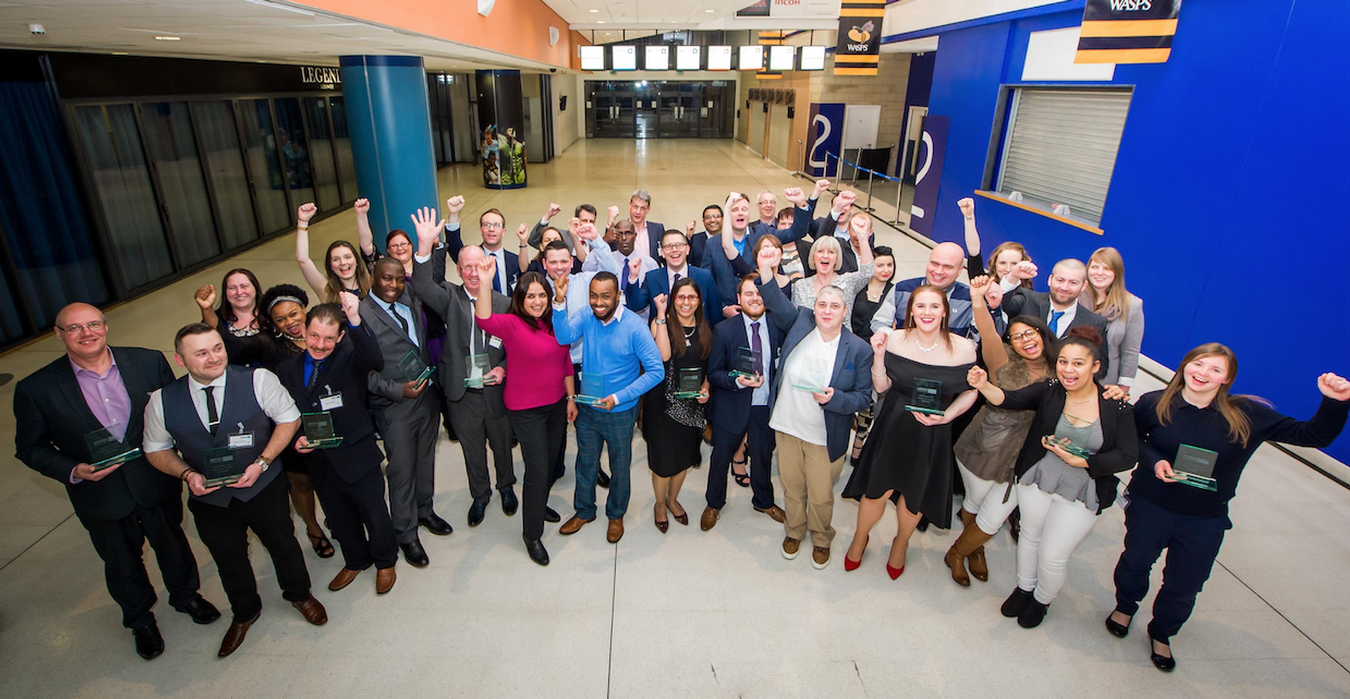 The APCOA Staff Recognition Award recipients with friends and colleagues at the Ricoh Arena