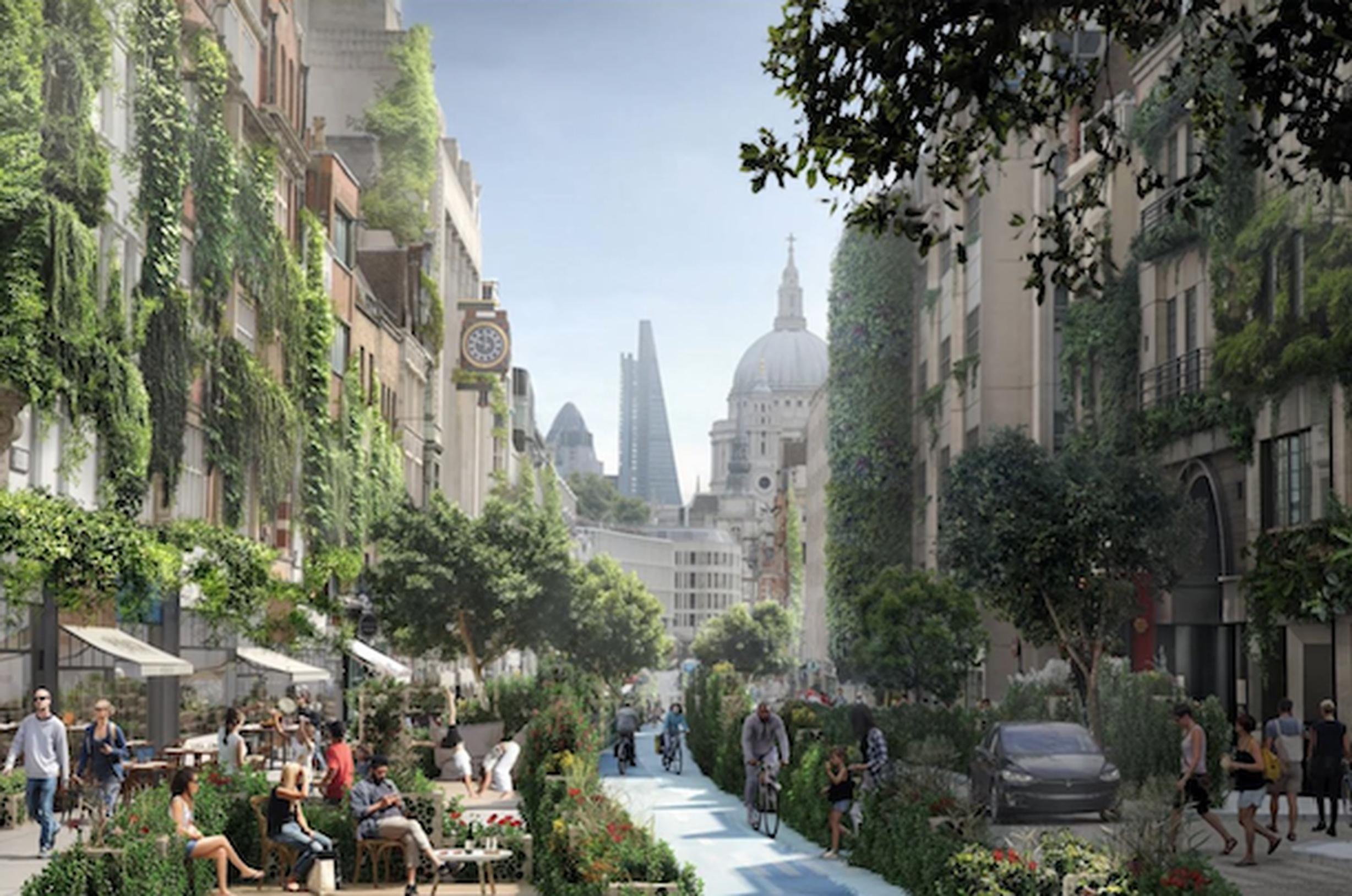 WATG`s visualisation of how Fleet Street could look using thee Green Block approach