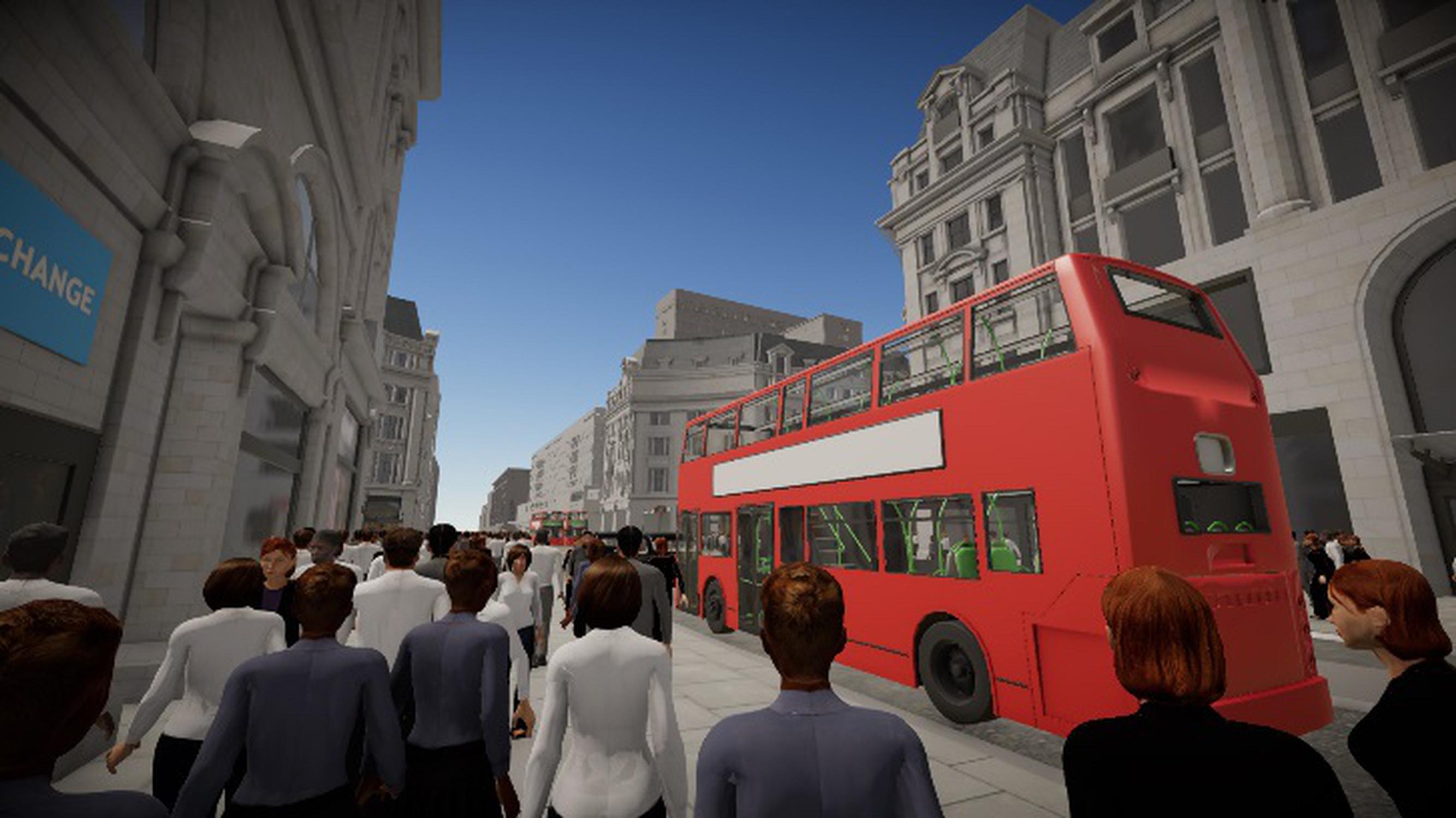 Pedestrian simulation of existing conditions rendered with Virtual Reality