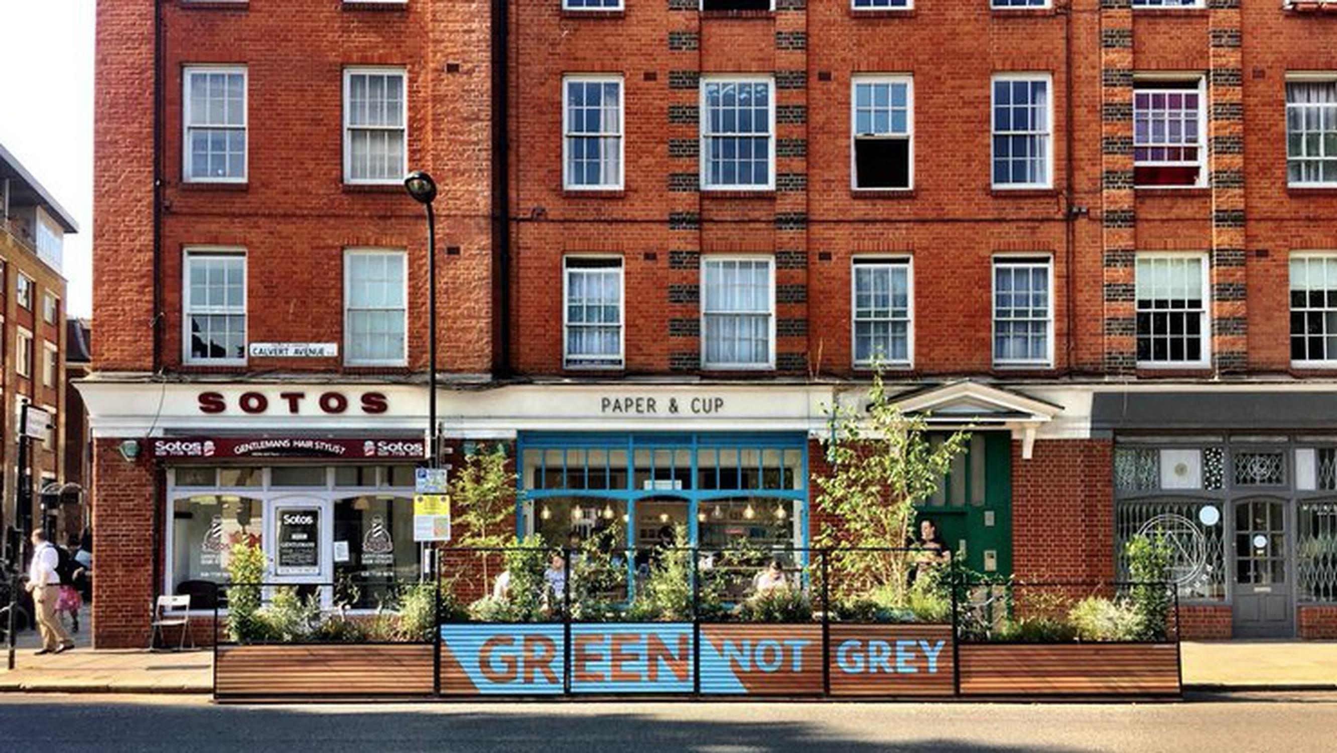 A parklet in Shoreditch, London