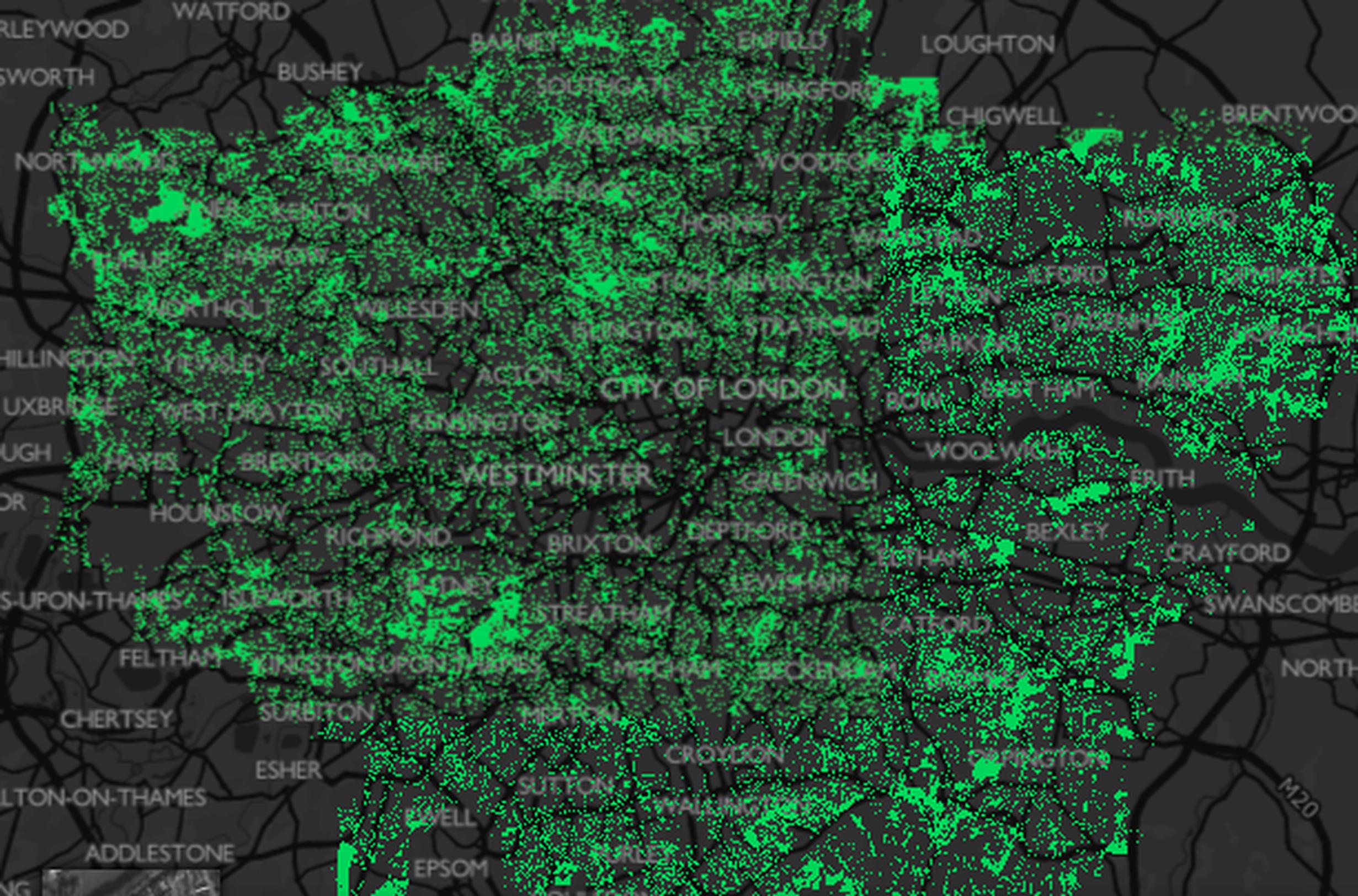 London Tree Canopy Cover map