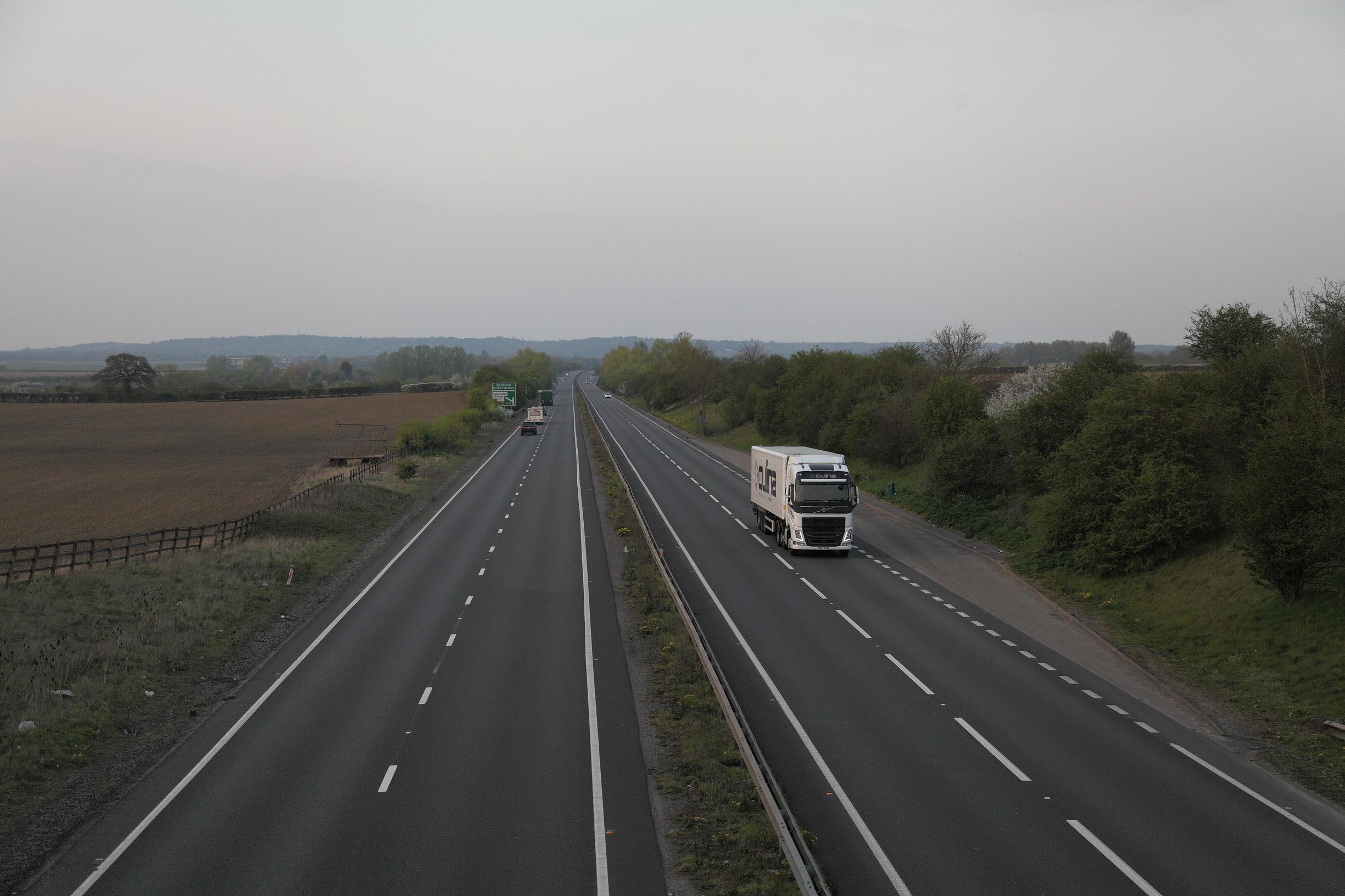 The almost empty A34 trunk road in Oxfordshire