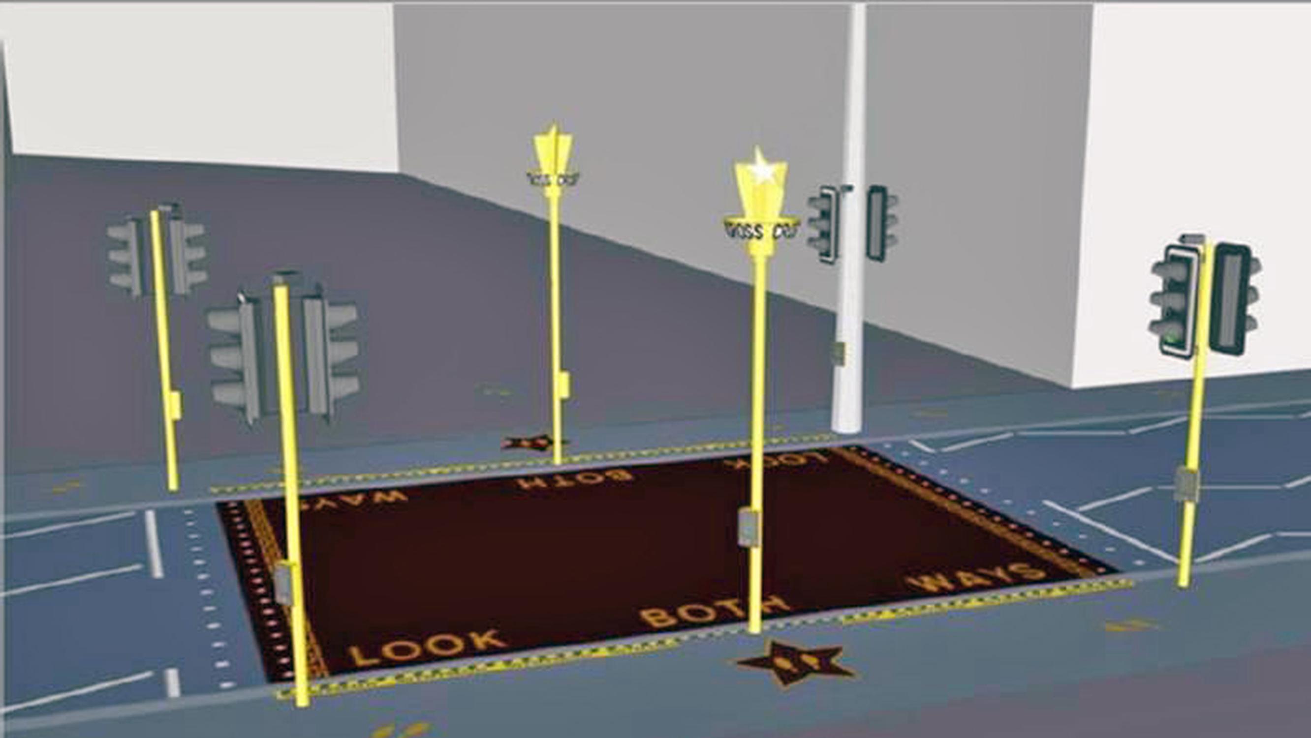 How the Gold Standard crossing design may look. Projector lights could project customised patterns onto the crossing