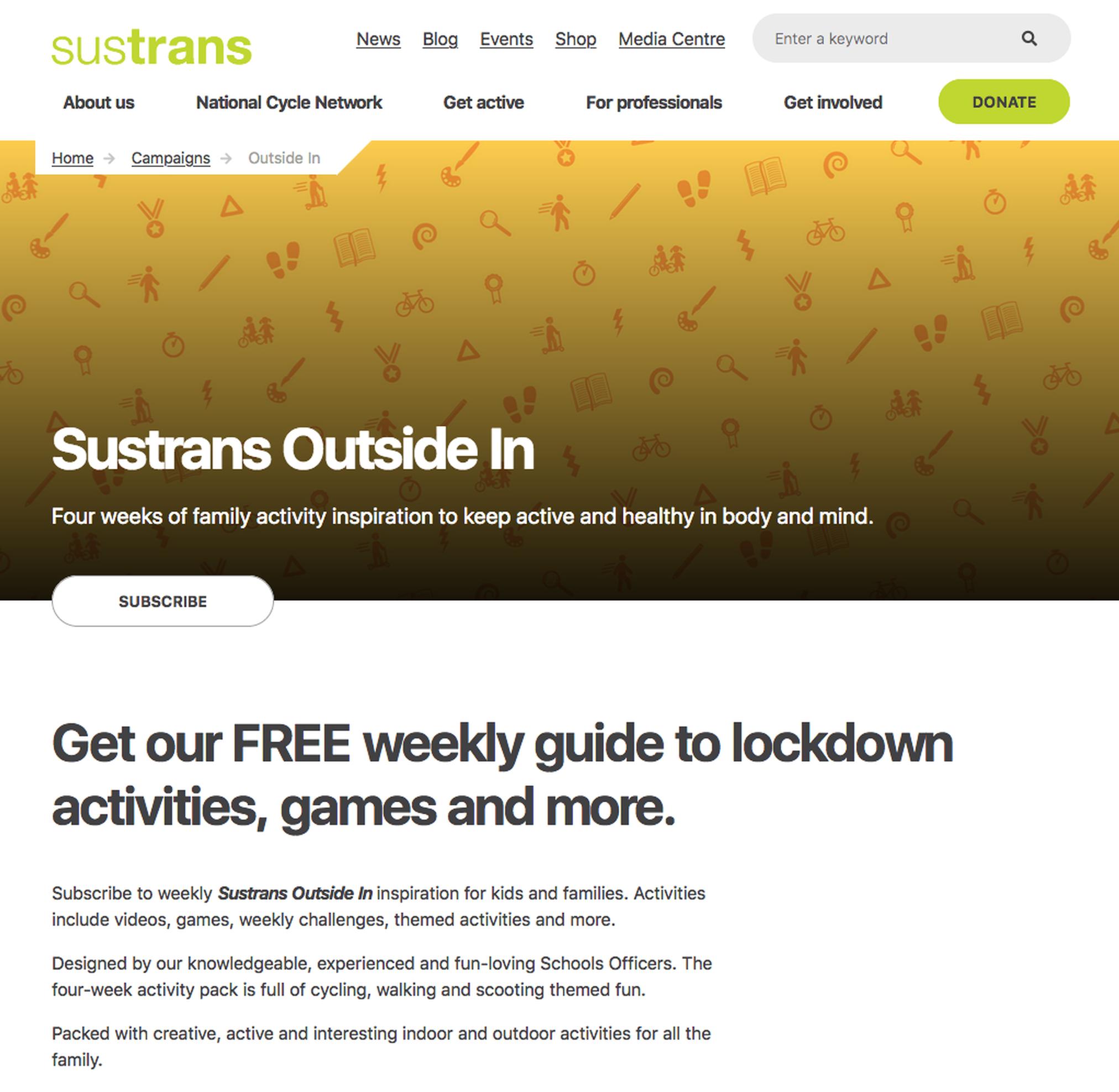 Sustrans Inside Out will be online for four weeks
