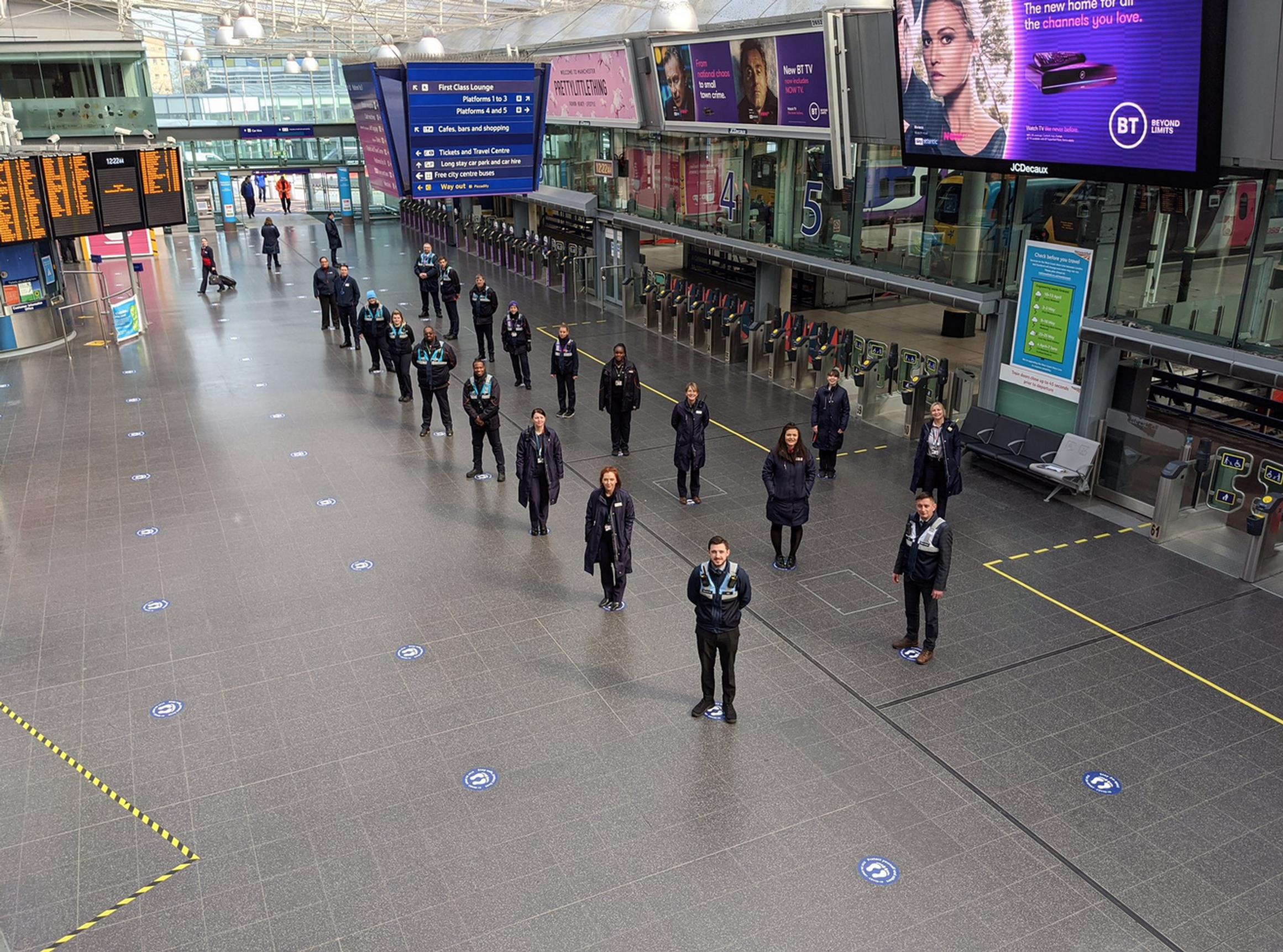 Staff prepare for work at Manchester Piccadilly