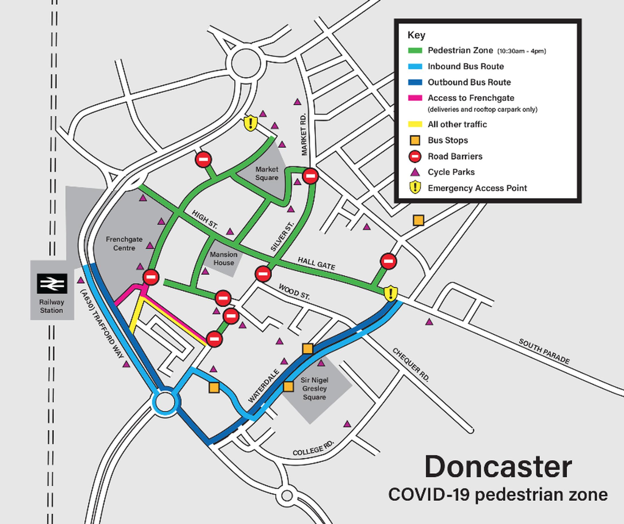 Map showing Doncaster`s COVID-19 zone