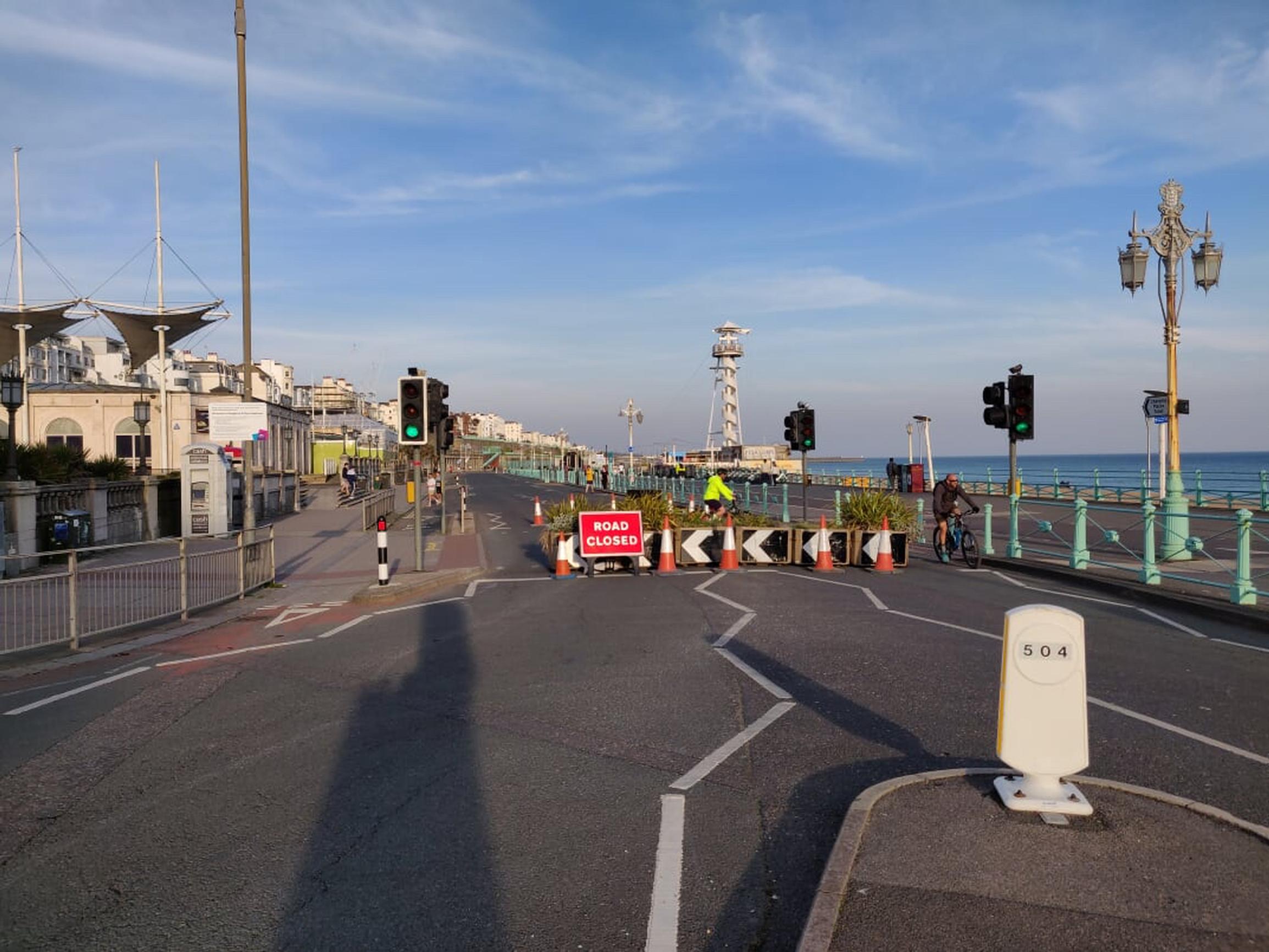 The DfT wishes work to begin `at pace` on making space for physically distancing and walking, widening pavements, closing roads to through traffic and installing segregated cycle lanes, as has happened in Brighton. Photo: Mark Strong