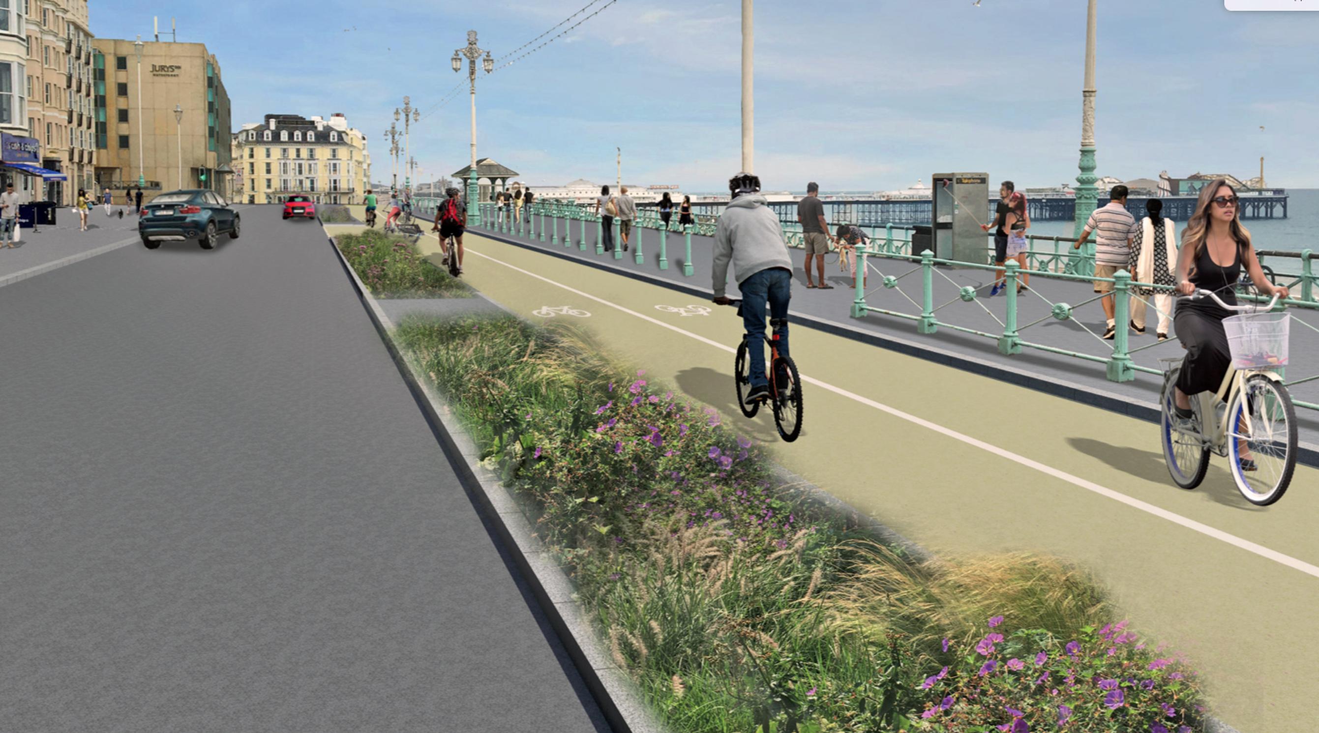 How the permanent cycle route on the A259 could look