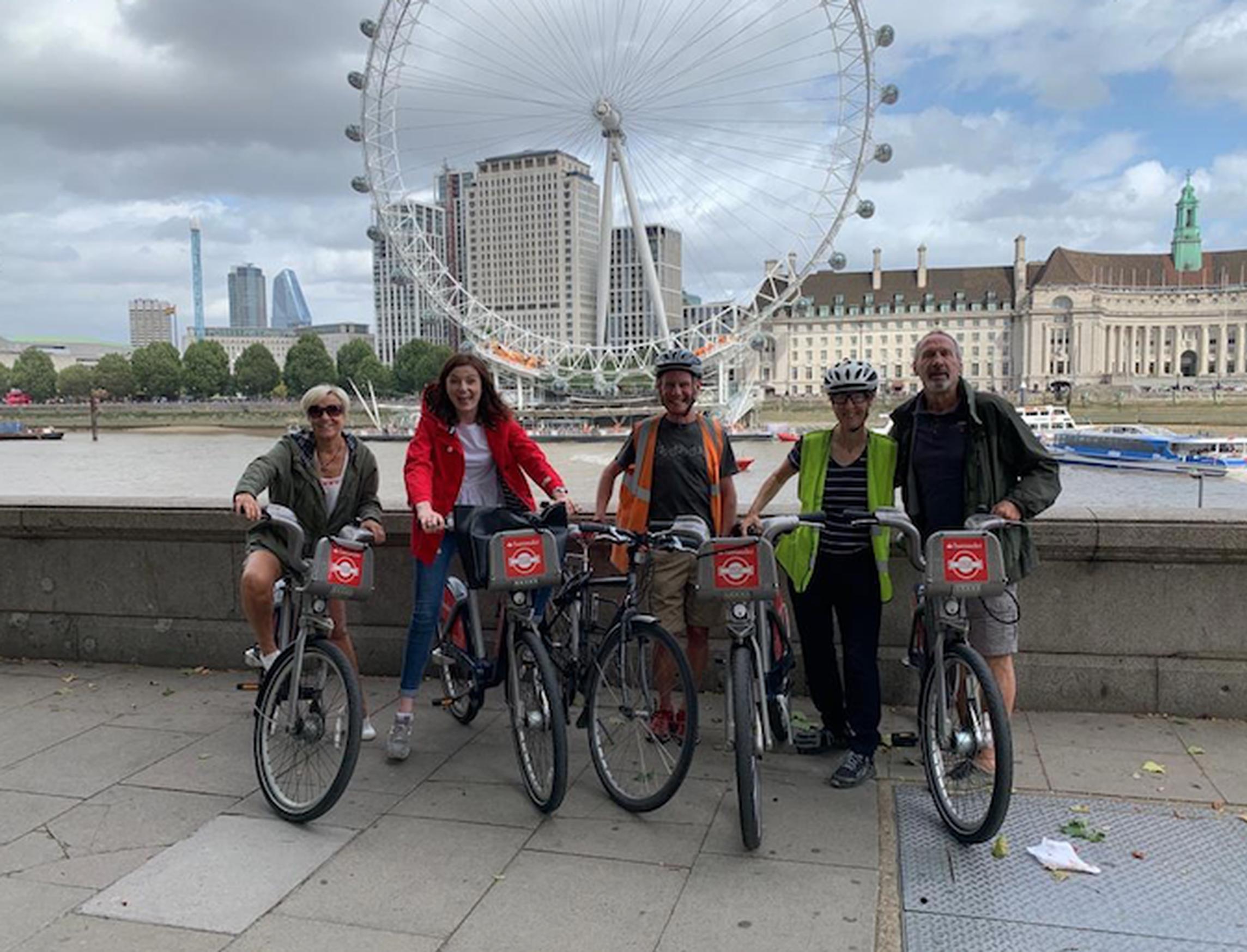 Winners of the cycle hire 10 anniversary competition, Sakhr Al-Makhadhi (January), Emdad Rahman (May) and Liz Harwood (June) have been introduced to their honorary bikes, which bear their names on unique gold livery