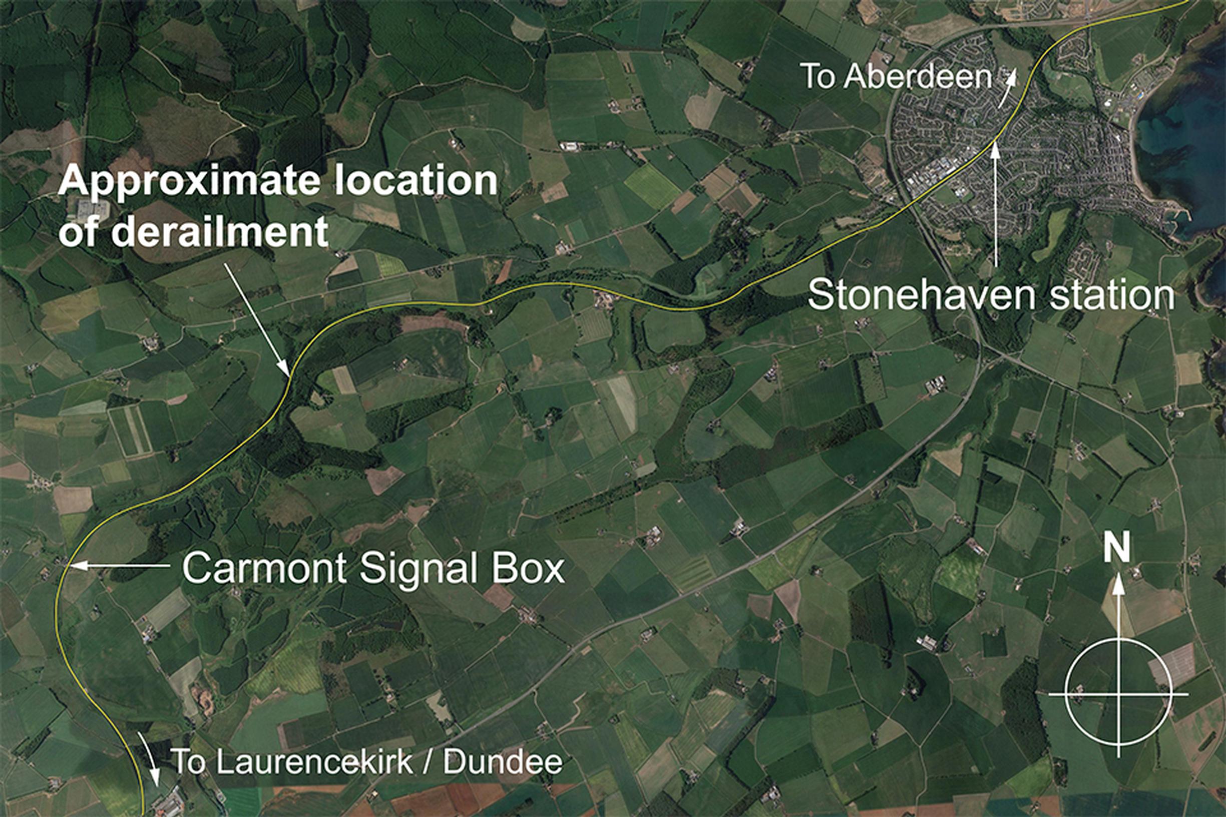Google Earth image showing key locations (RAIB)