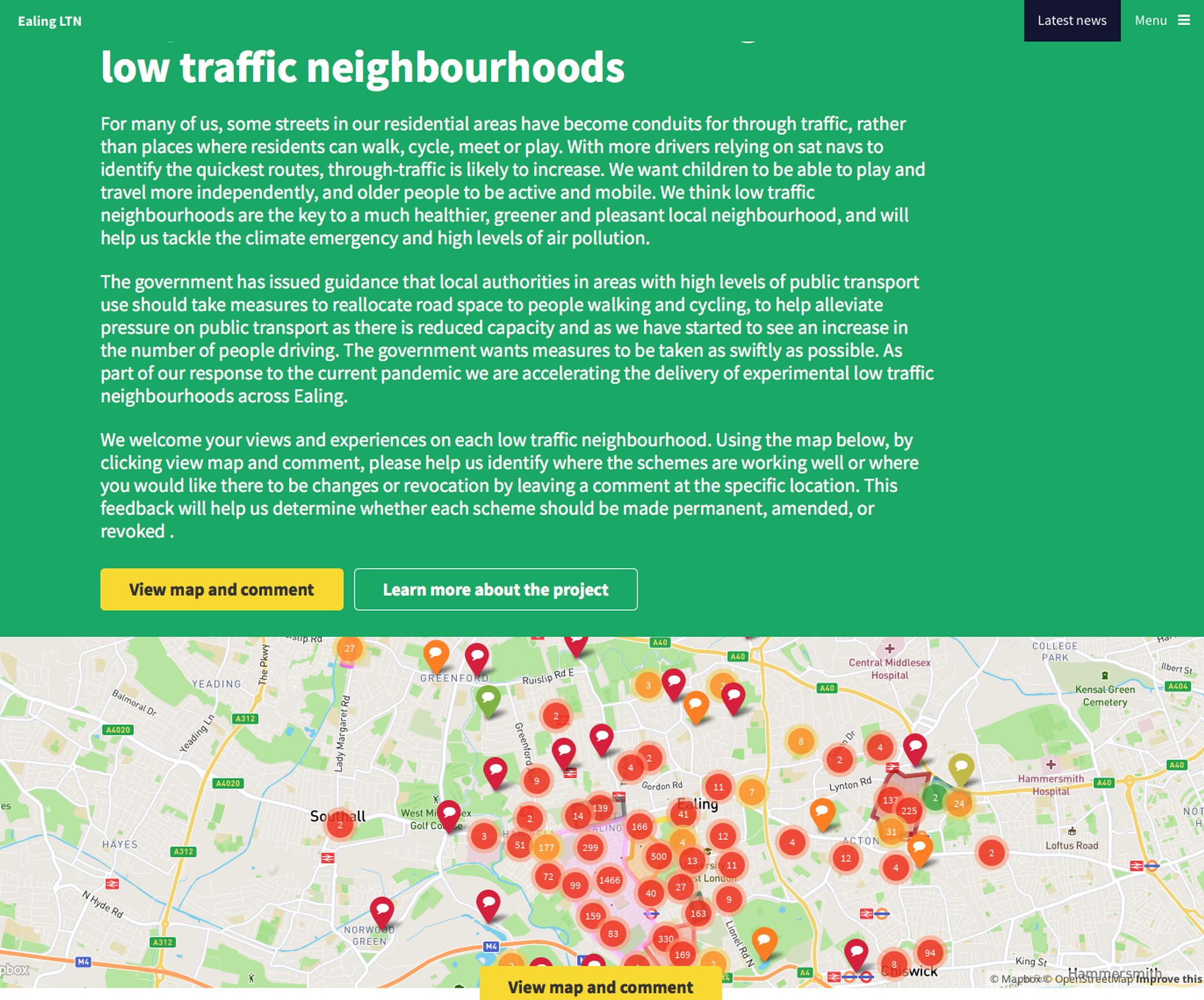 People living in Ealing`s trial LTN scheme areas are encouraged to visit the council’s Commonplace website