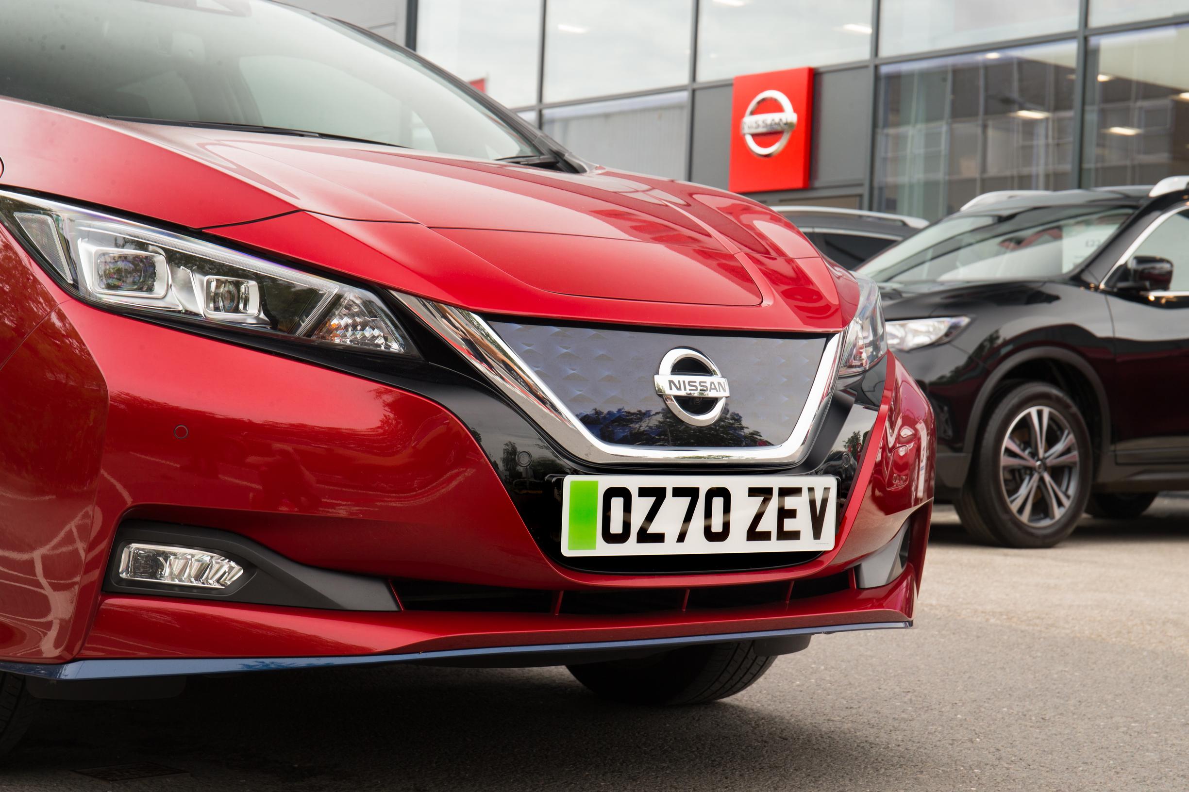 Nissan dealers are fitting the new green number plates to their electric vehicles