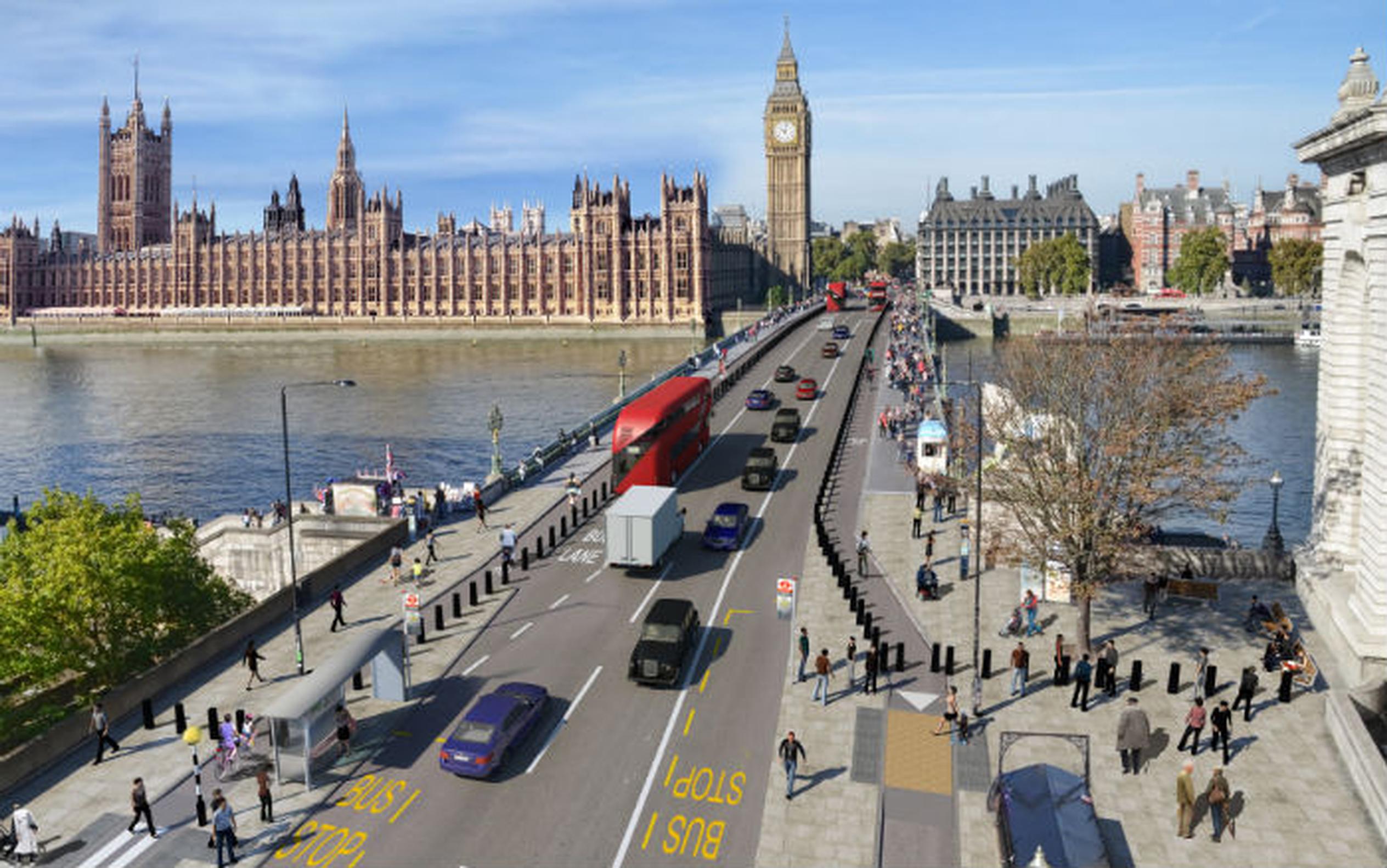 Proposed design for security measures on Westminster Bridge