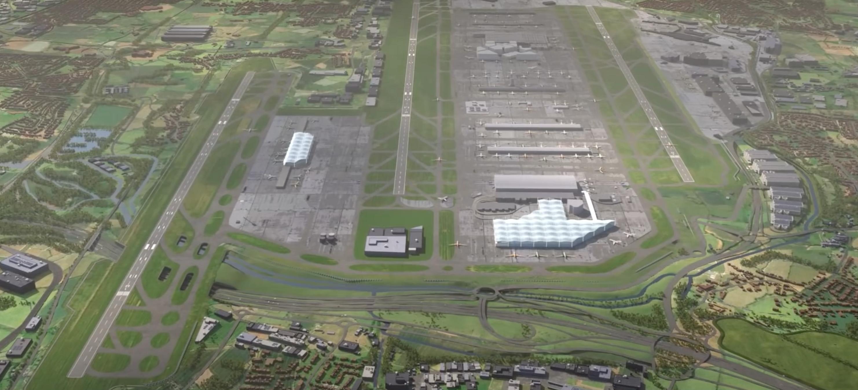 How Heathrow would look with the third runway (left). Environmentalists are now threatening a new legal challenge against the Government’s airports National Policy Statement, which backs Heathrow expansion