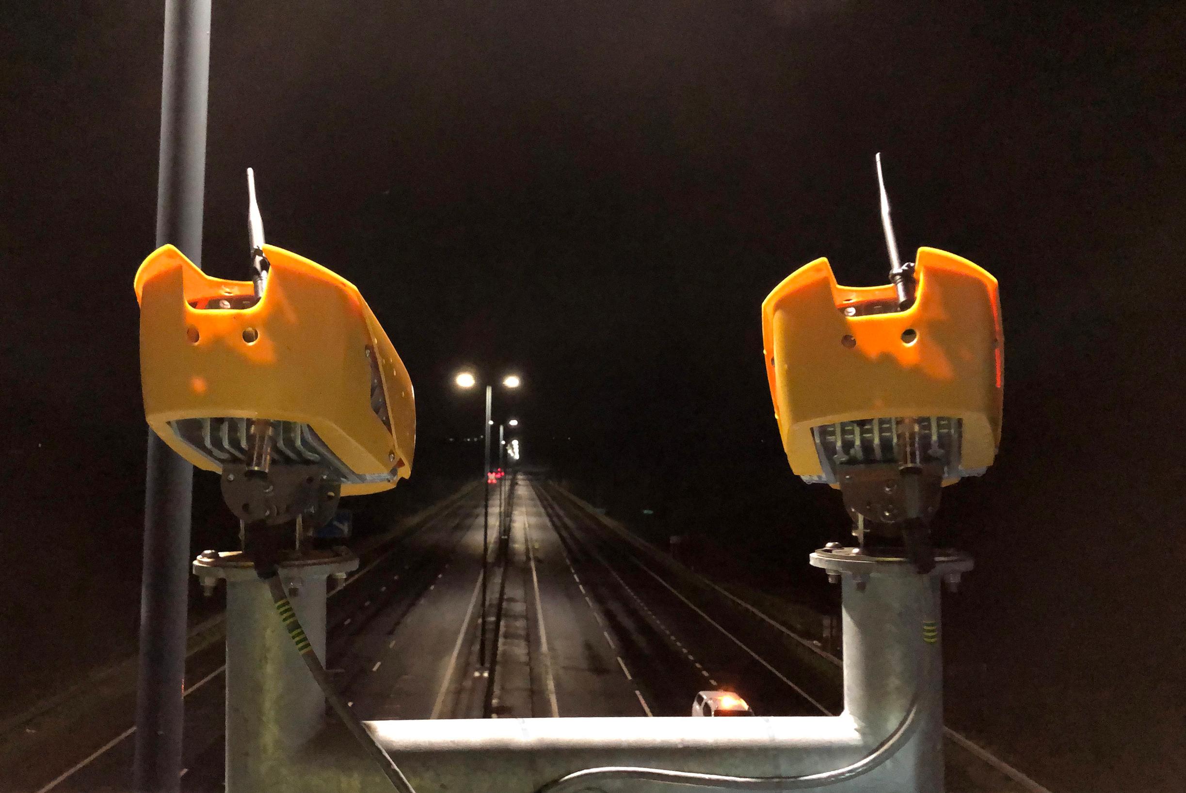 The gantry view of Jenoptik’s average speed cameras on the M4