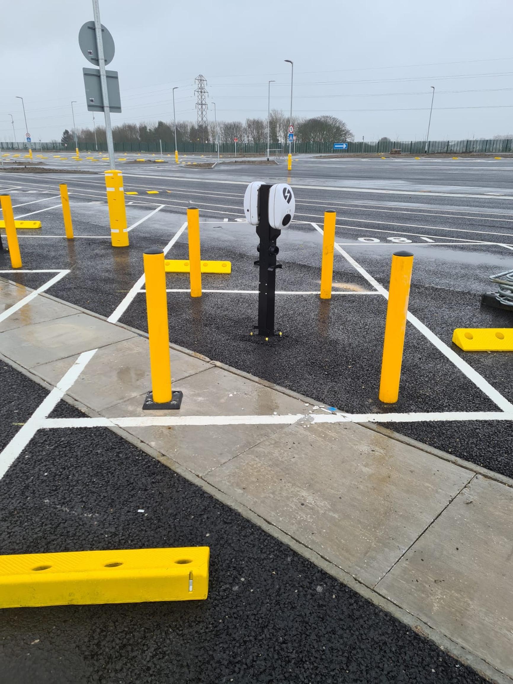 Brandsafe EV chargepoint protectors at Amazon`s Gateshead distribution hub