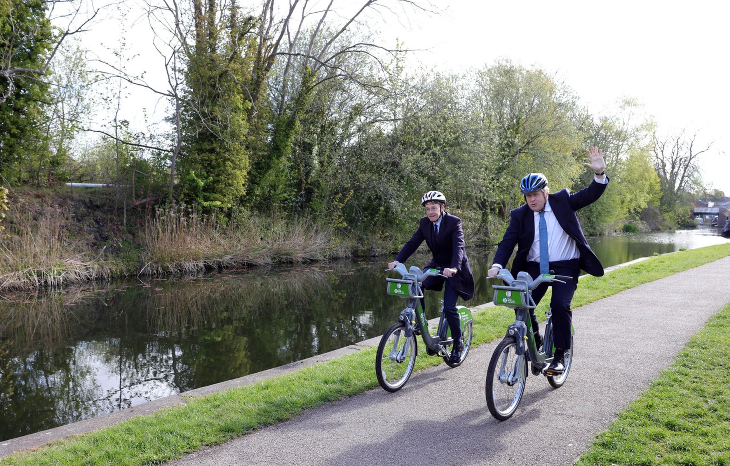 Prime minister Boris Johnson joined Andy Street in Stourbridge to try out West Midlands’ hire bikes