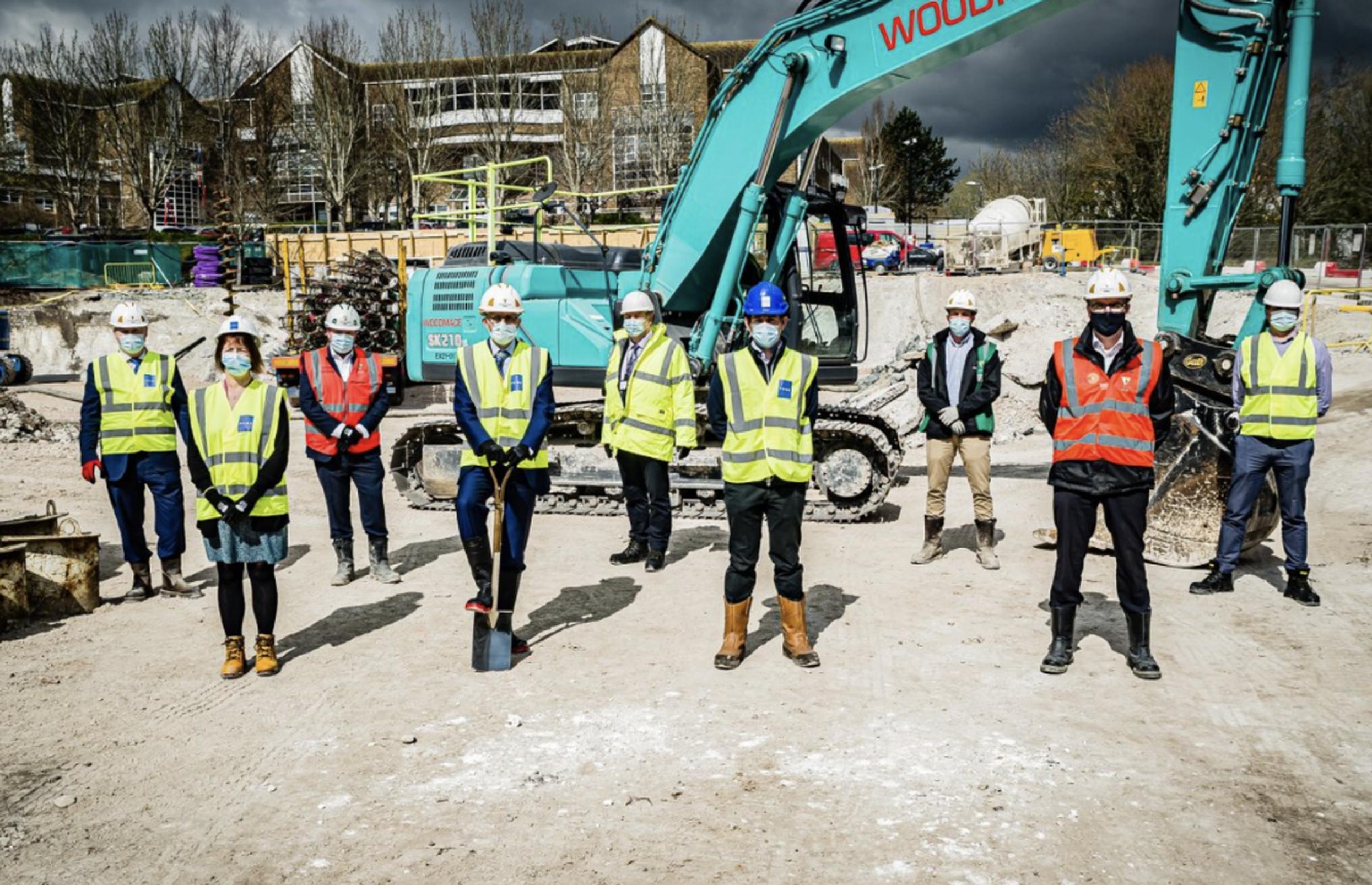 The car park project team marks the start of construction work