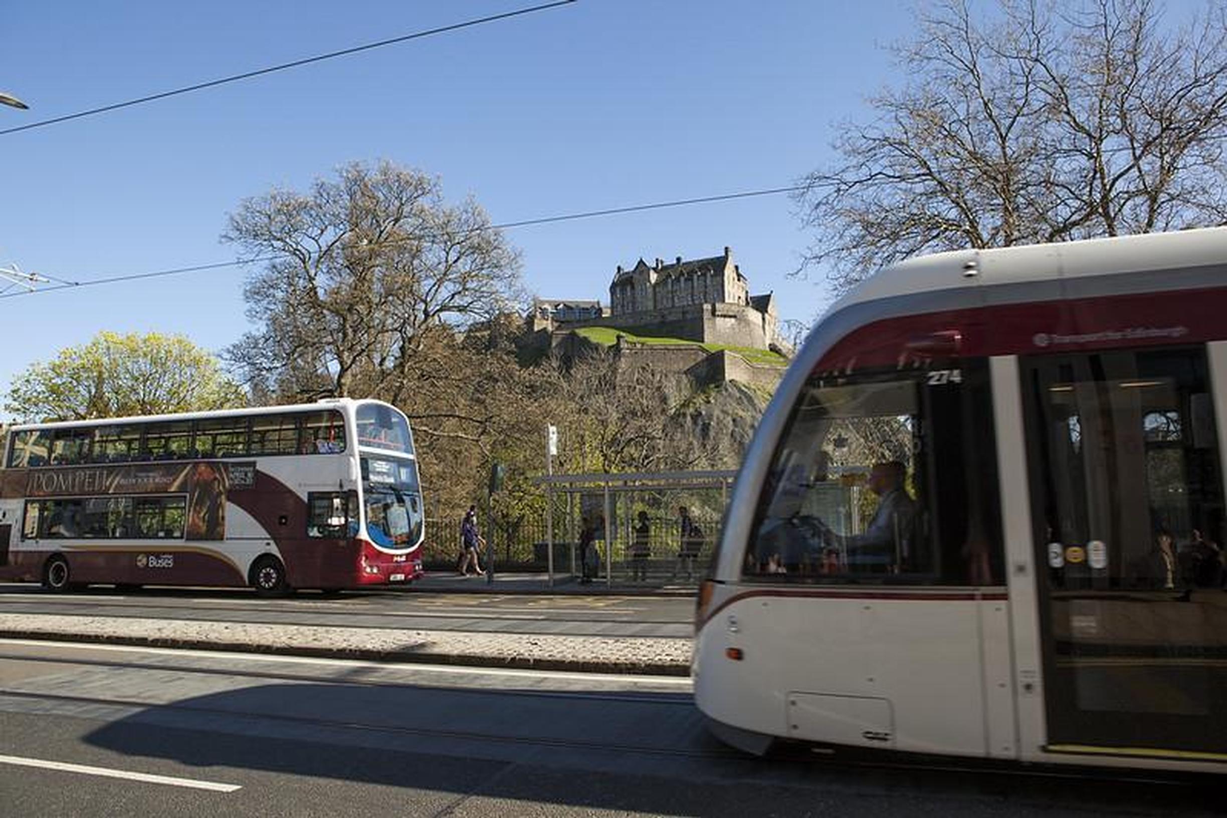 A Lothian Bus and Edinburgh tram