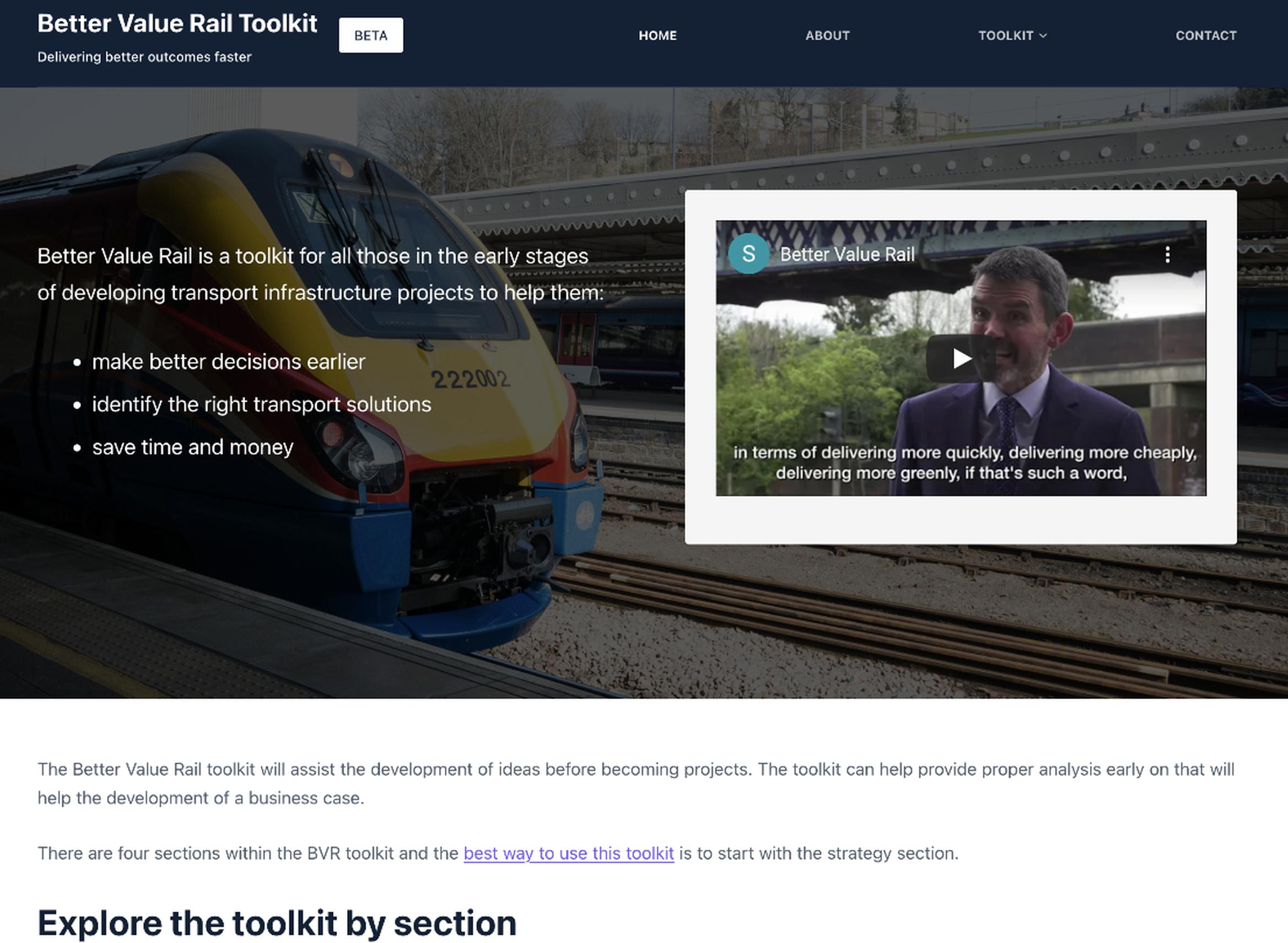 The toolkit has been developed by the DfT, Network Rail and ORR