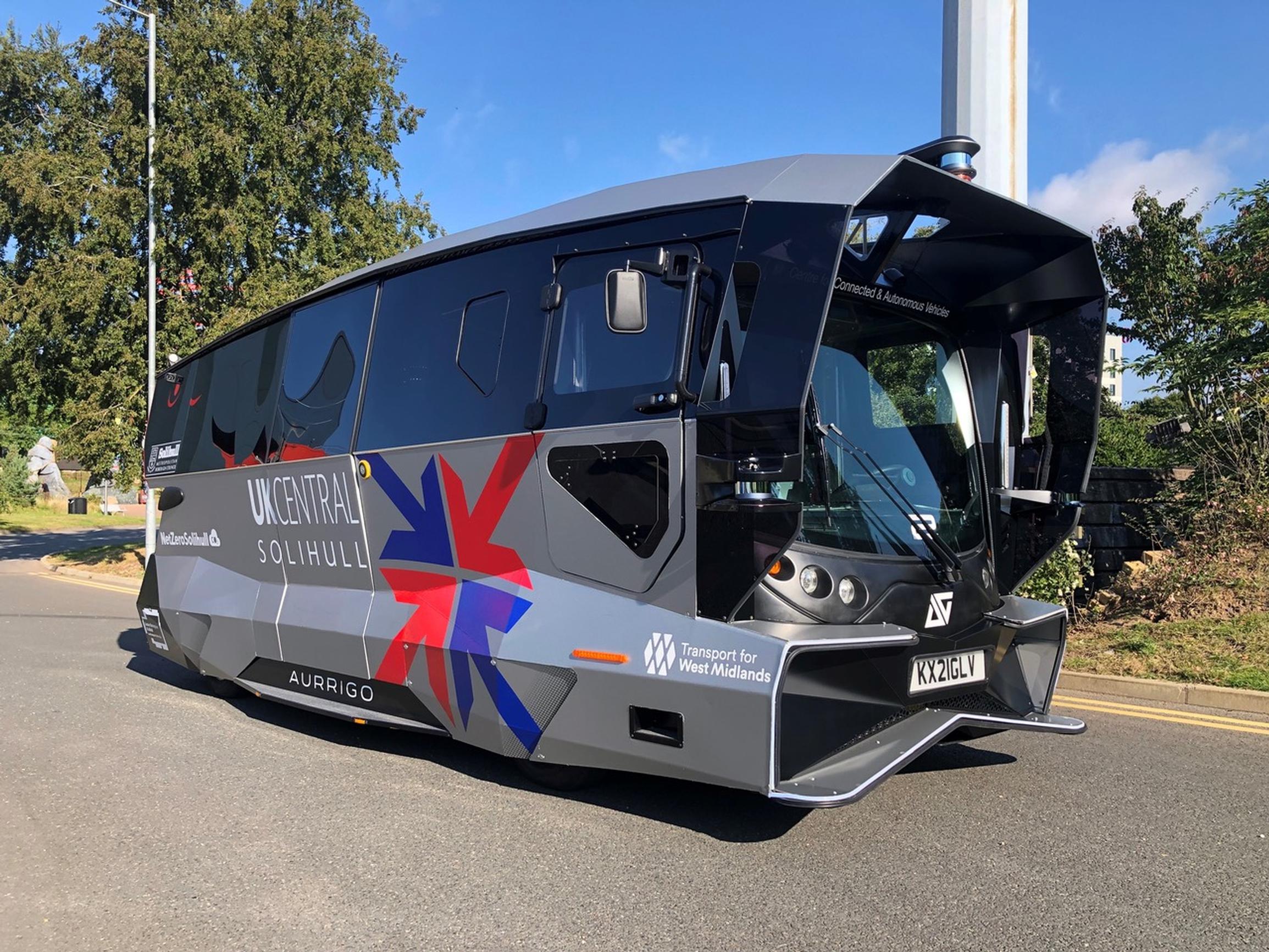 The electric autonomous shuttle can carry up to ten passengers