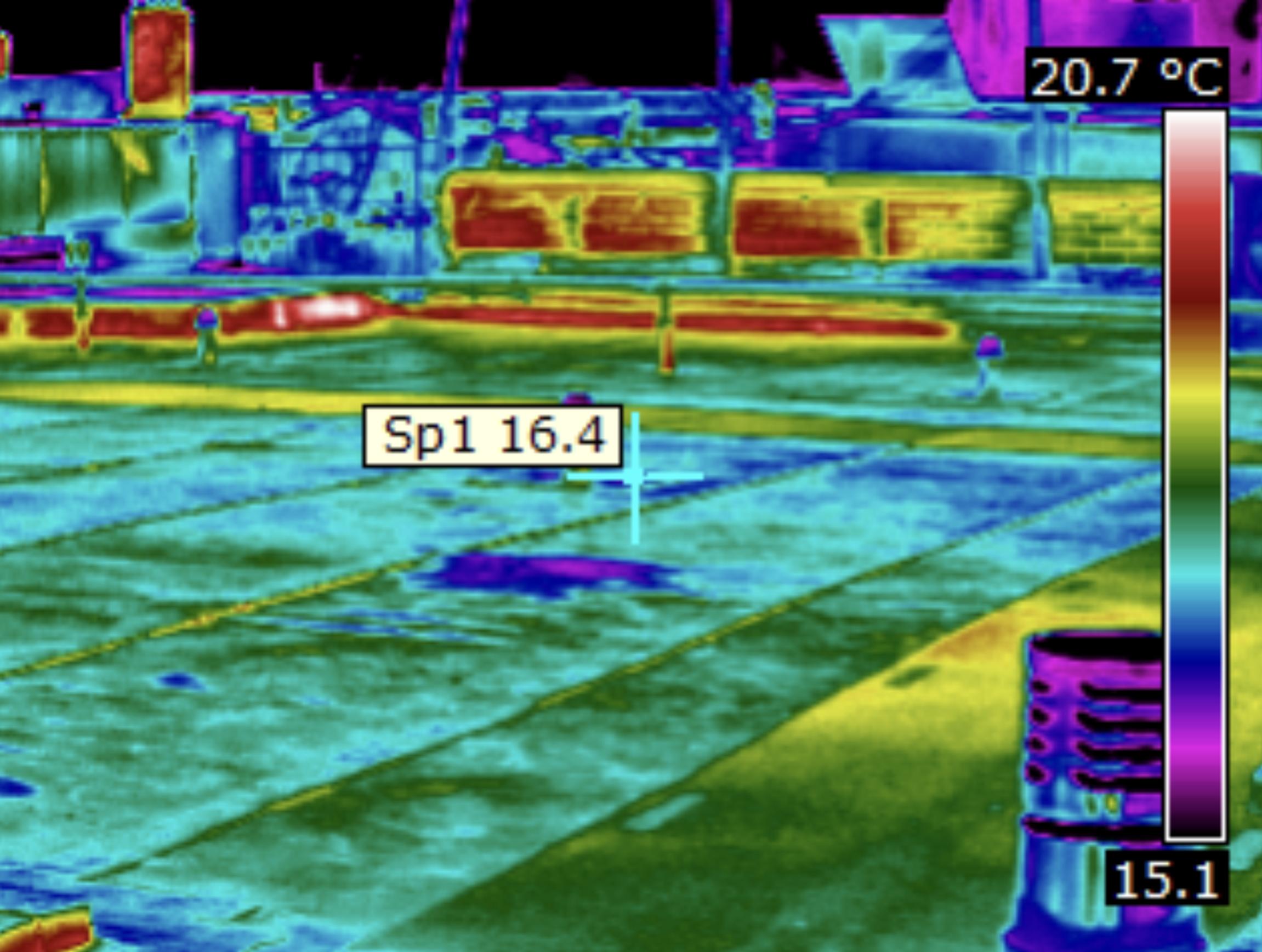 A midwave camera scan of a car park deck