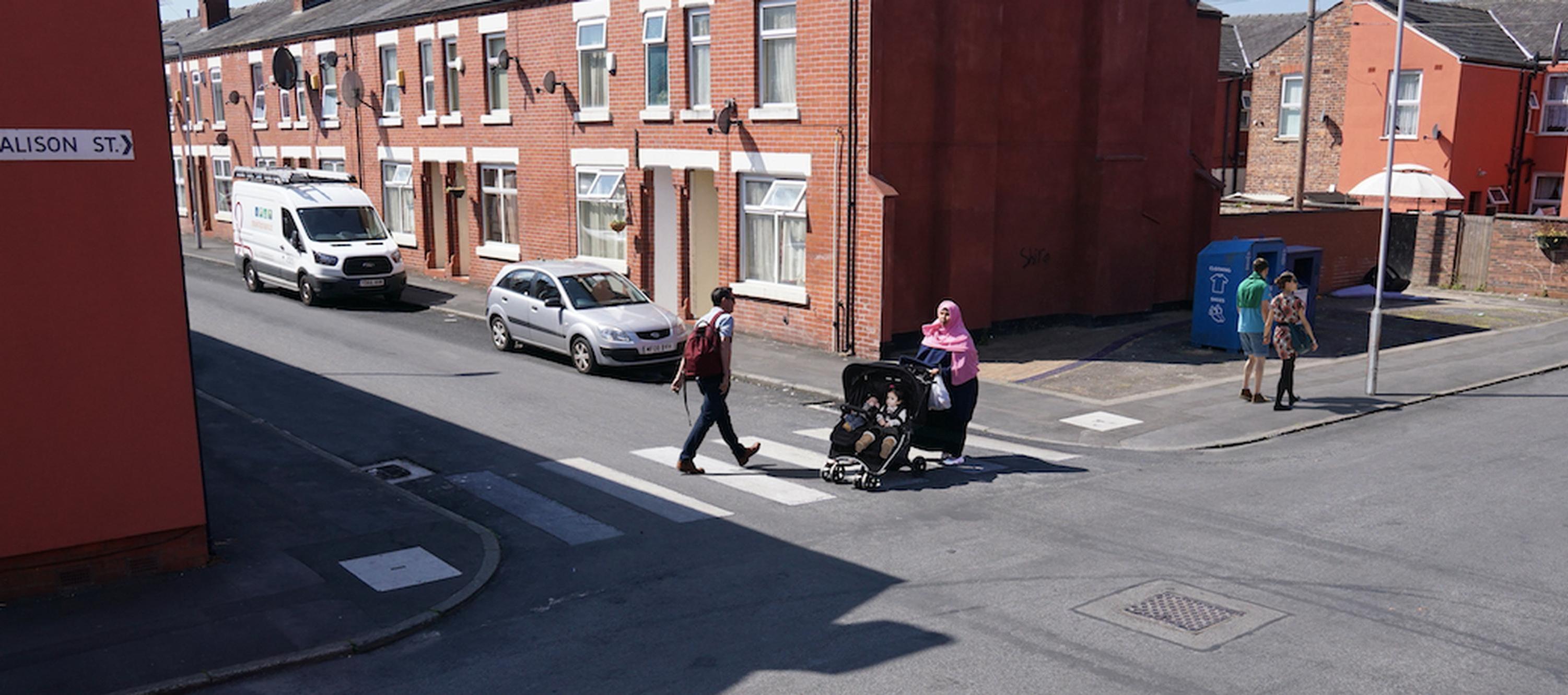 Side road zebra crossing trial in Moss Side, Manchester