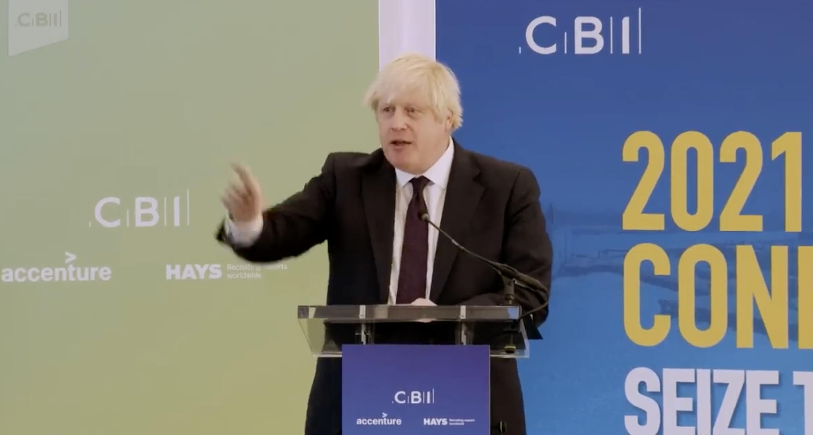 Boris Johnson addresses the CBI