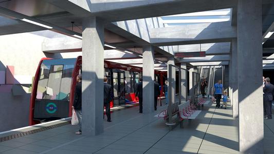 An artists impression of the new DLR station at Stratford International that is due to open by the end of this year
