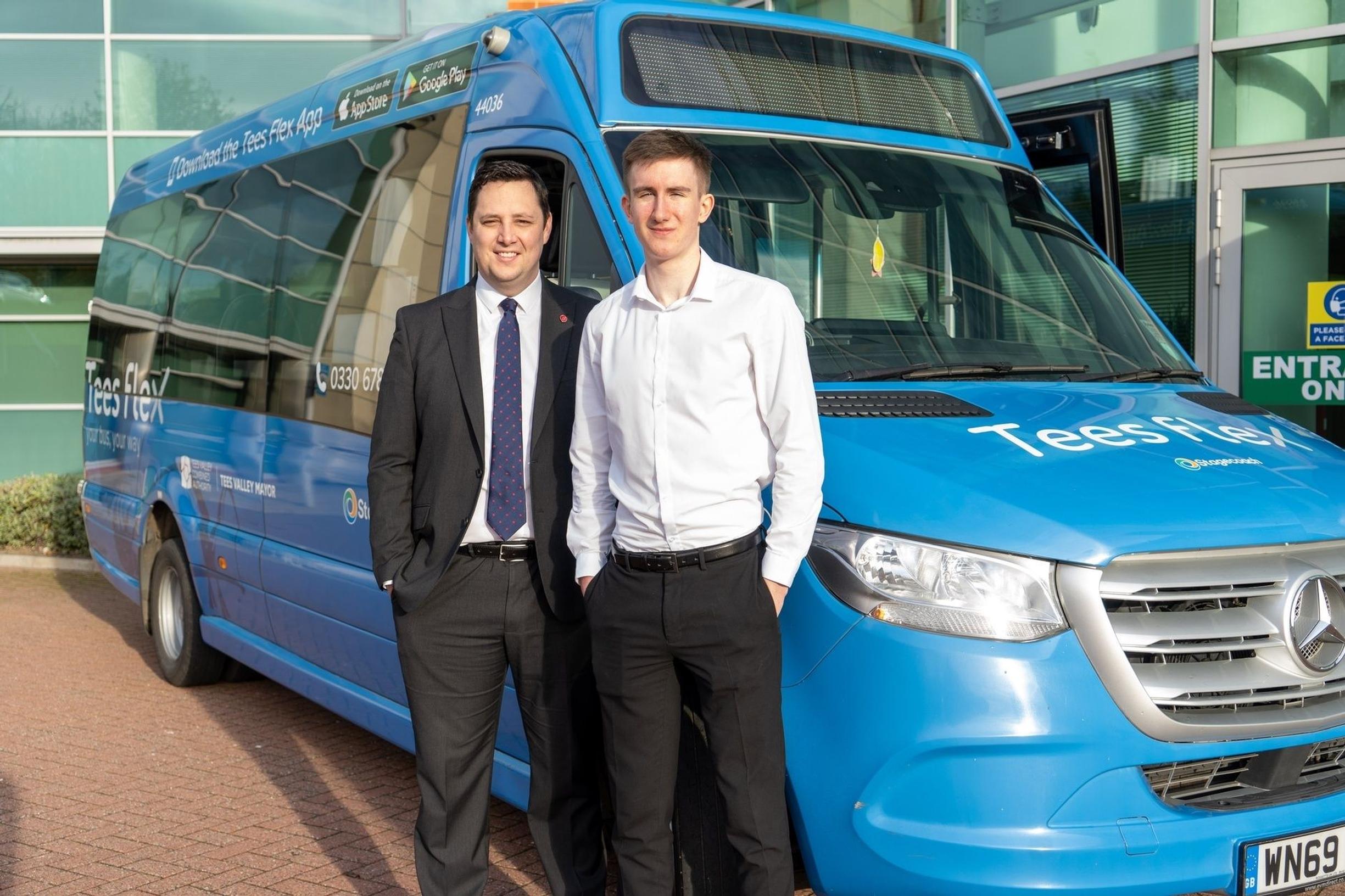 Planning technician apprentice Michael Richardson with Tees Valley Mayor Ben Houchen