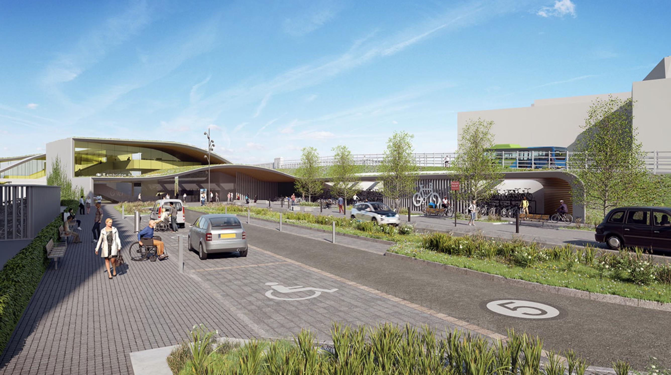 Indicative visualisation of Cambridge South station from the east: Source Network Rail