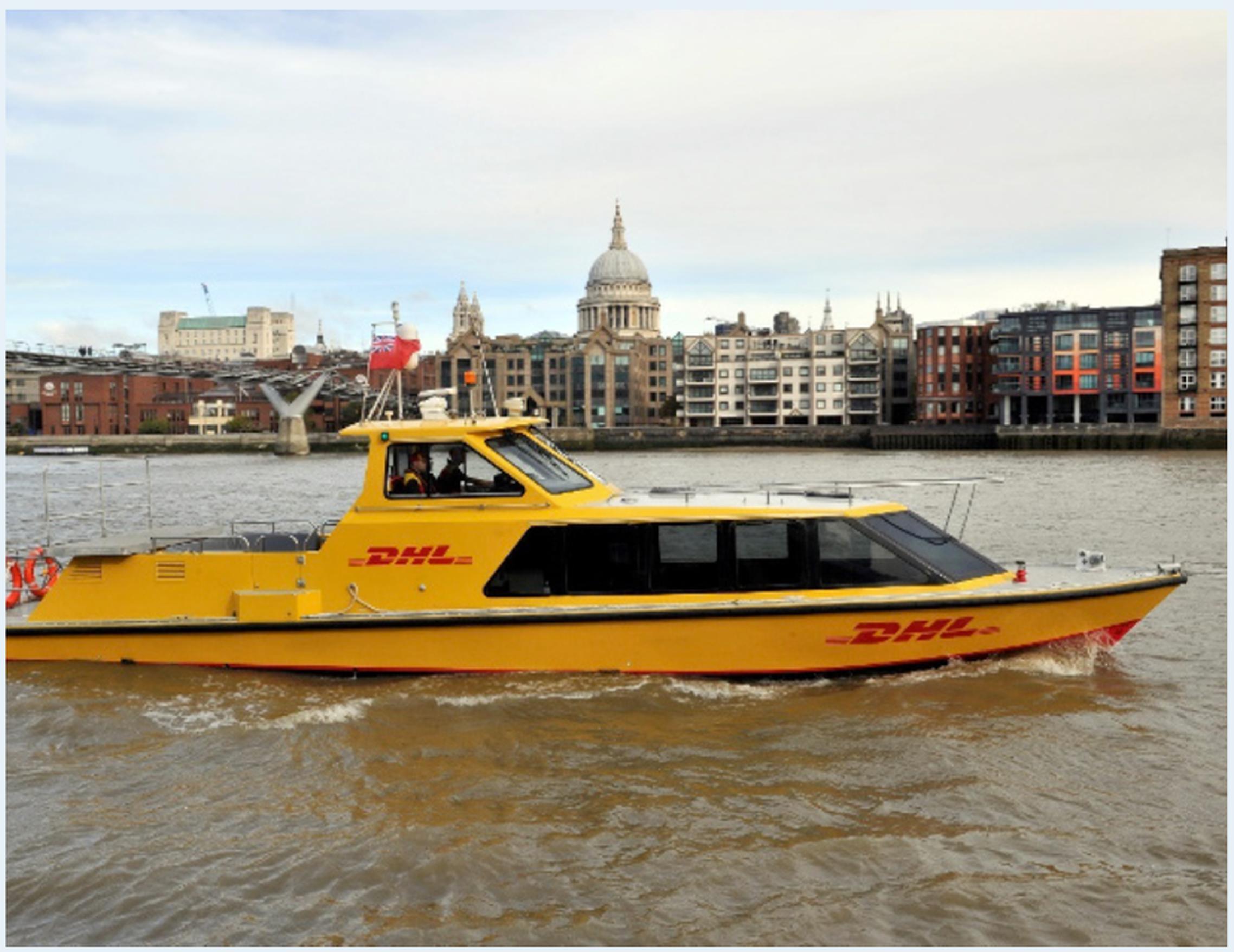 In 2020, DHL launched London’s first riverboat parcel delivery service, working with TfL and the Port of London Authority. The boat is loaded from electric vehicles at Wandsworth Riverside and then travels at high speed into central London, docking at Bankside.
