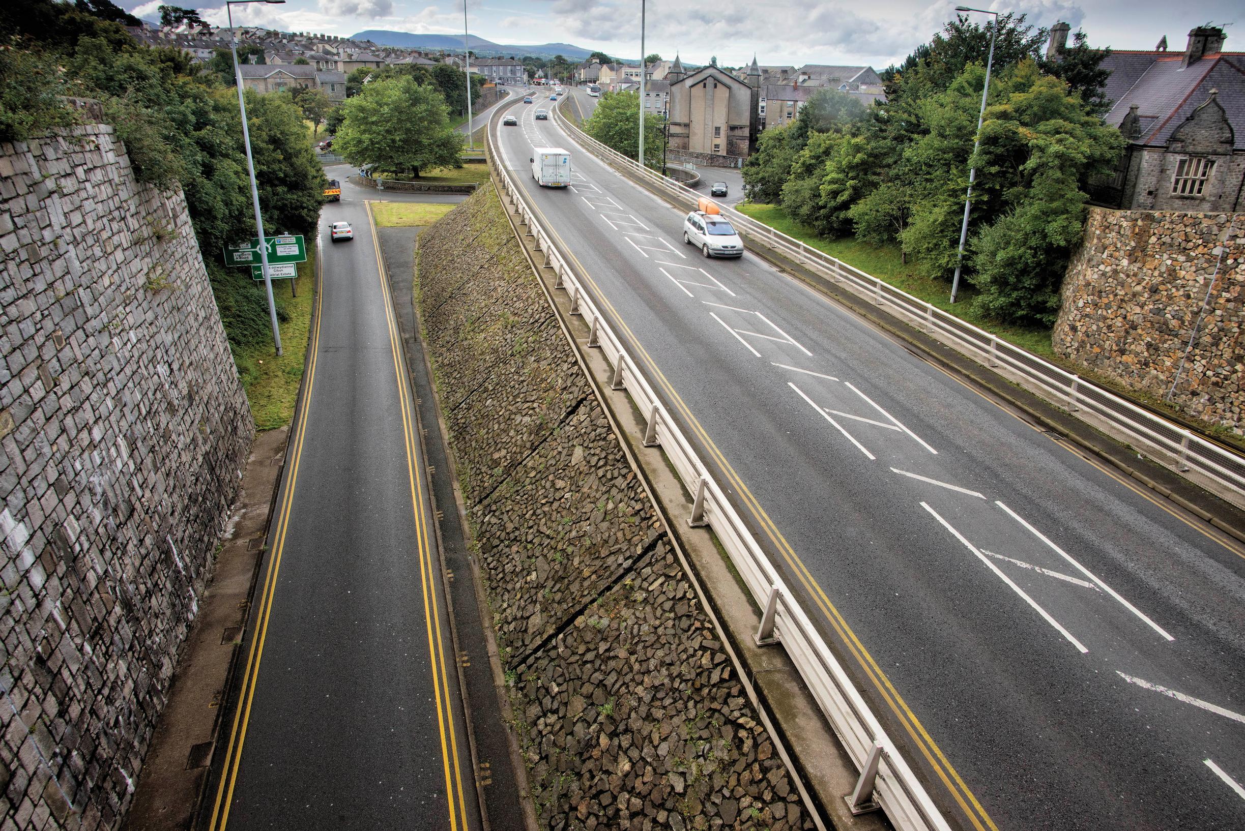 The A487 Caenarfon Inner Relief Road was built in the 1970s