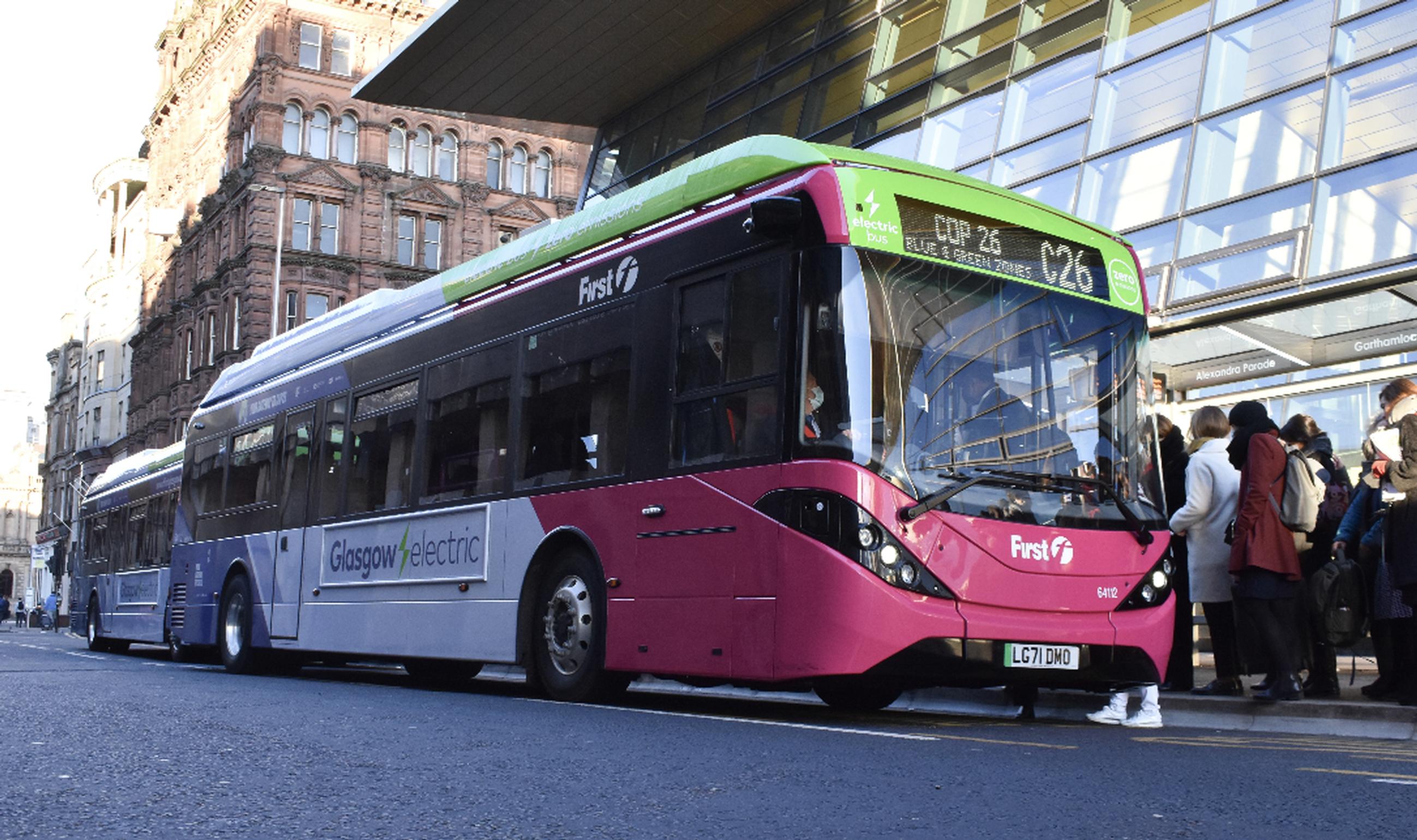 An electric bus in Glasgow