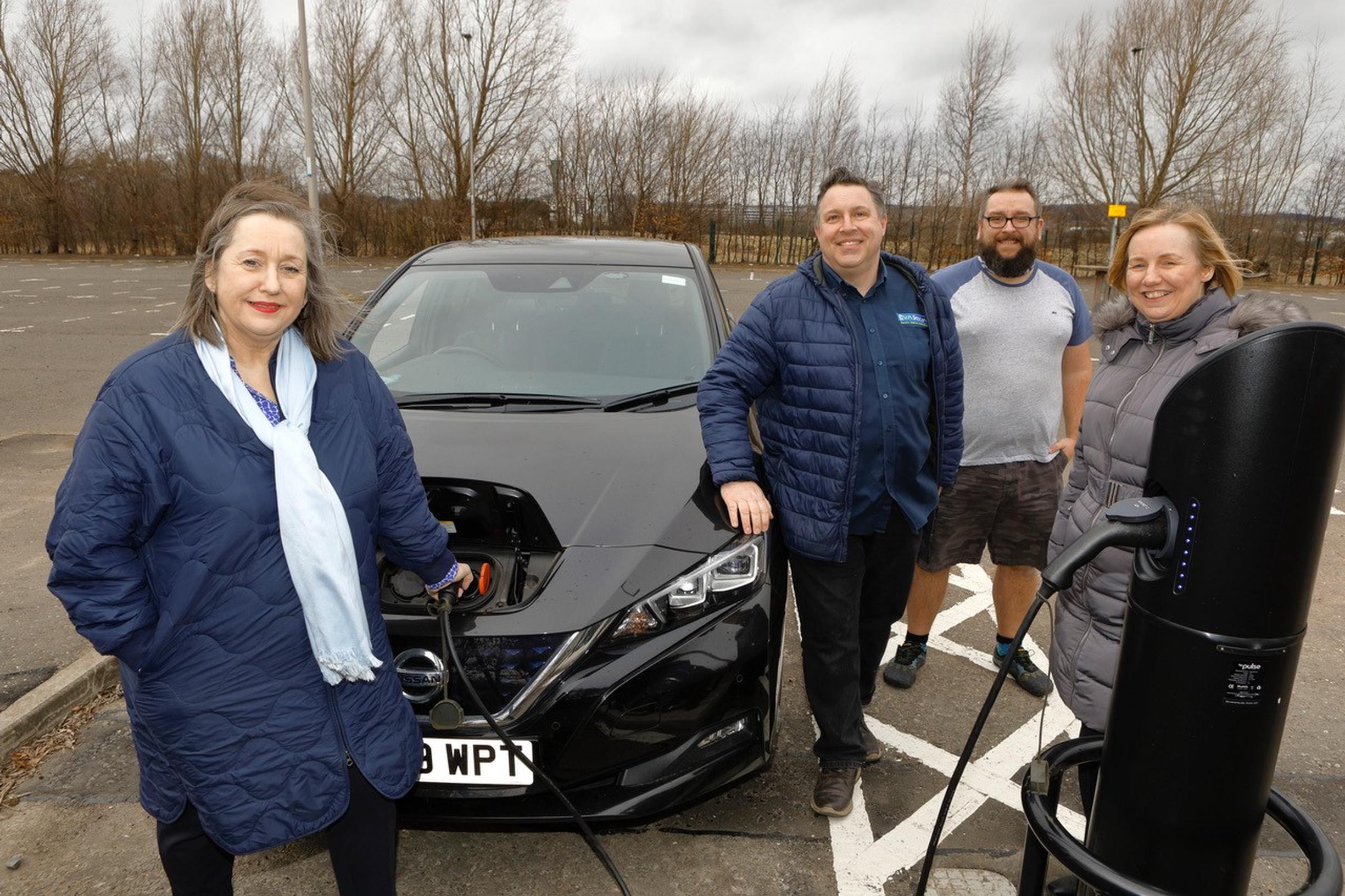 Transport and environment convener Cllr Lesley Macinnes was joined by representatives of the Electric Vehicle Association and Scottish Electric Vehicle Drivers at Ingliston to try out one of 21 chargers