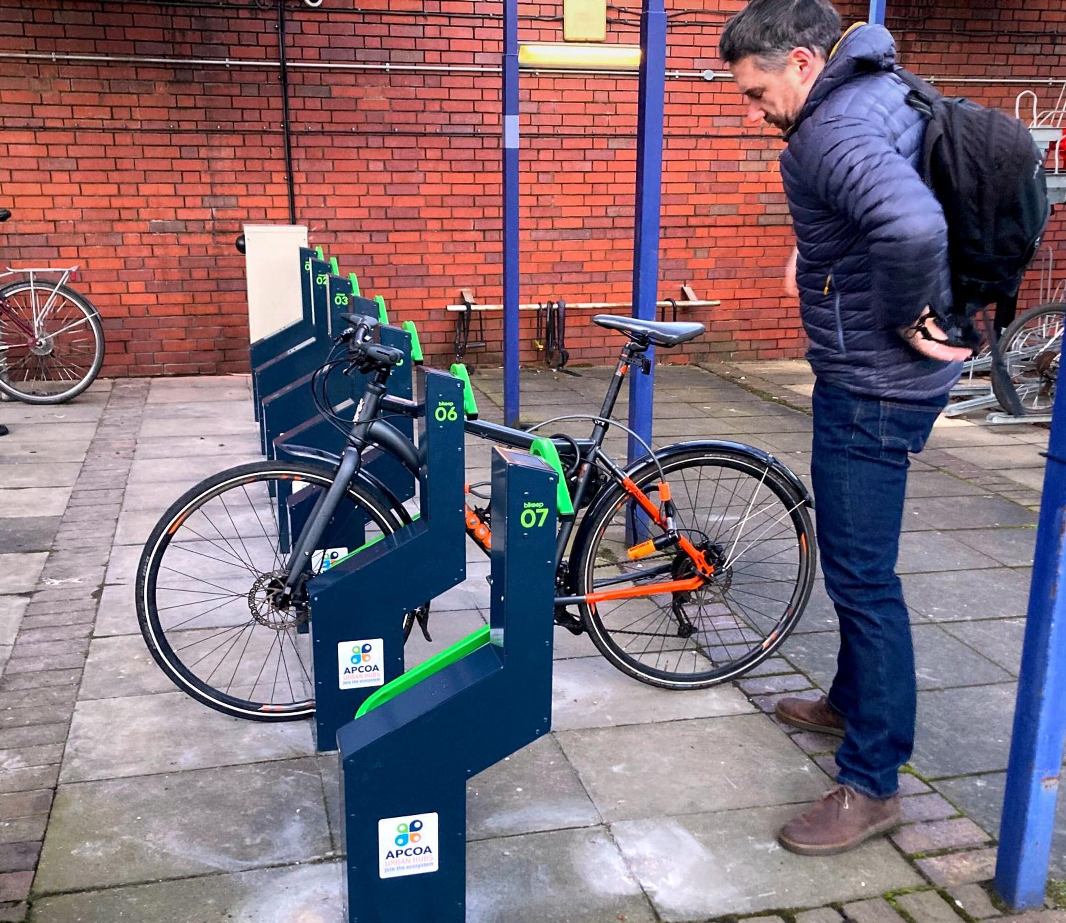 Secure Bikeep cycle parking at a Thameslink station