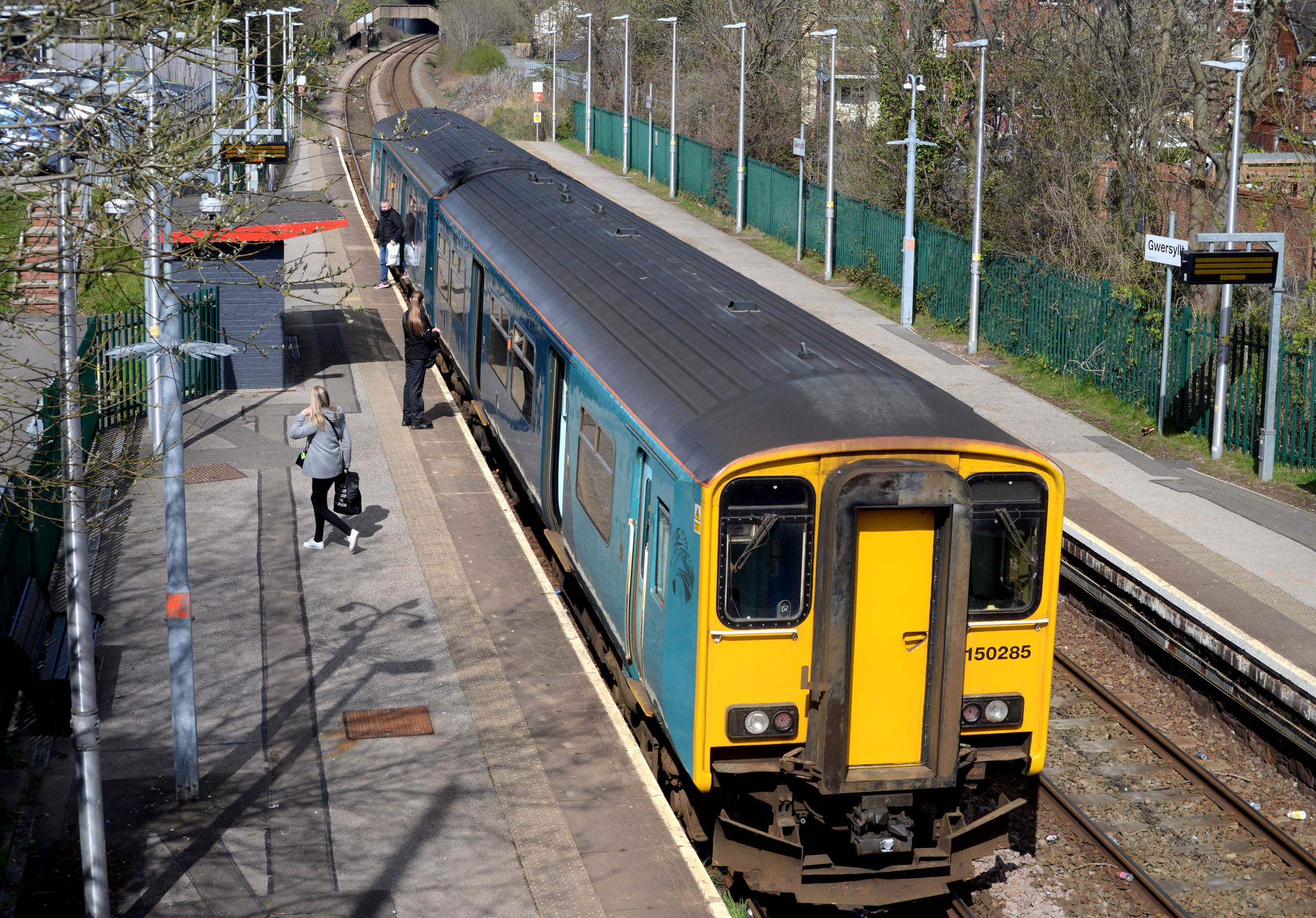 The Wrexham-Bidston line at Gwersyll station