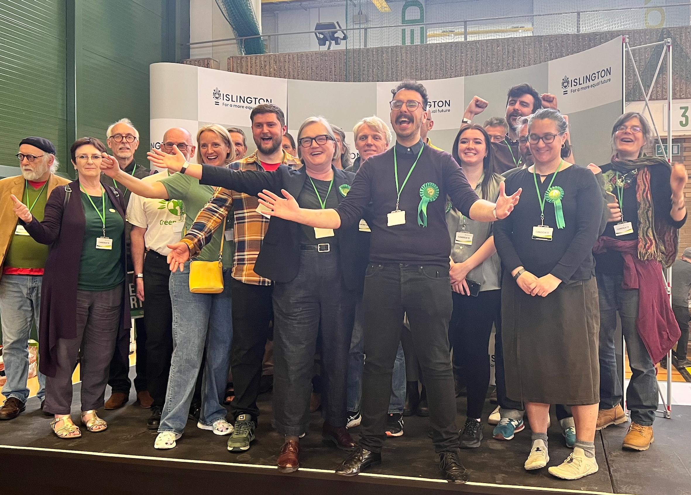 Islington’s Greens celebrate winning all three seats in HIghbury ward