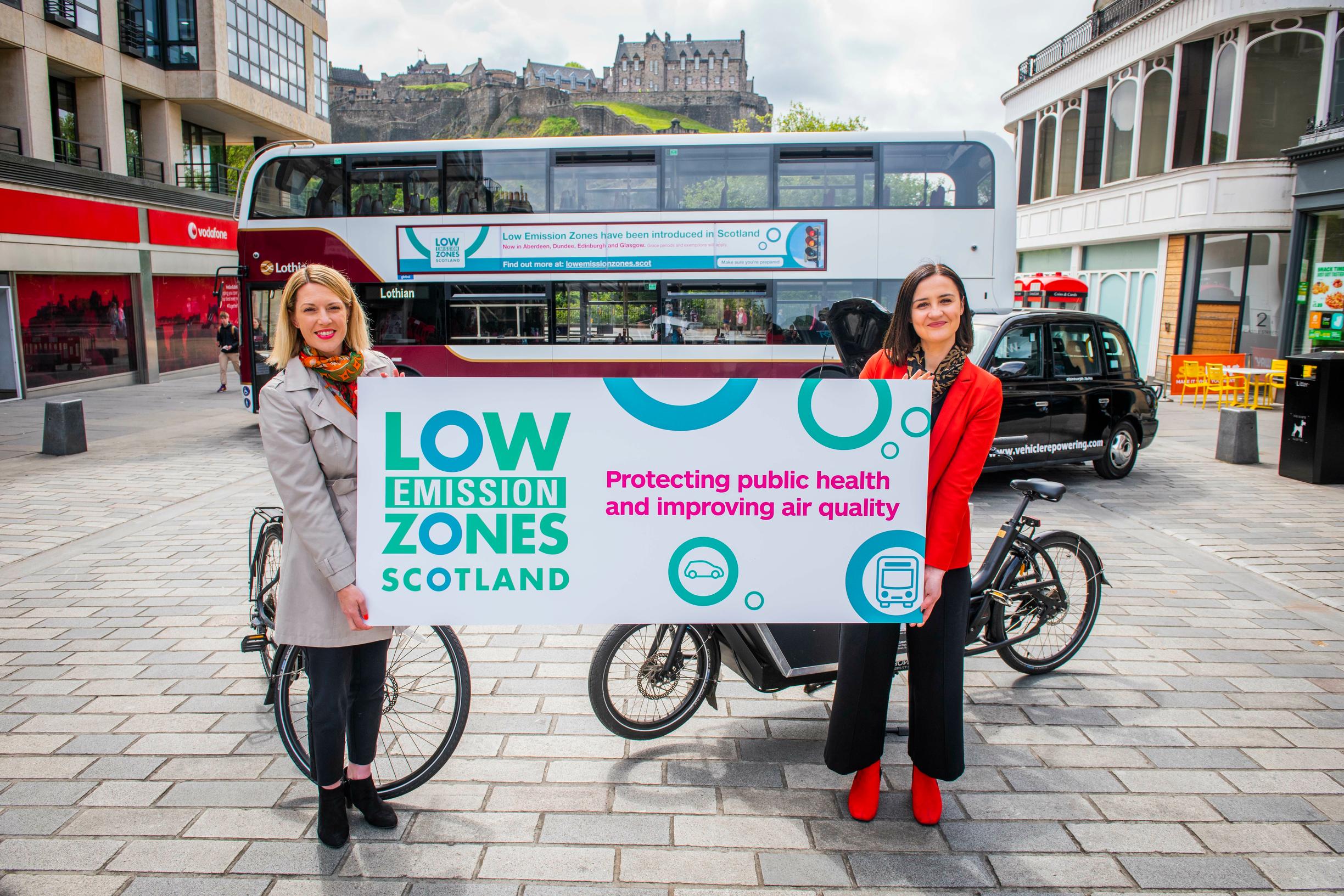Jenny Gilruth (left) launches the LEZ schemes