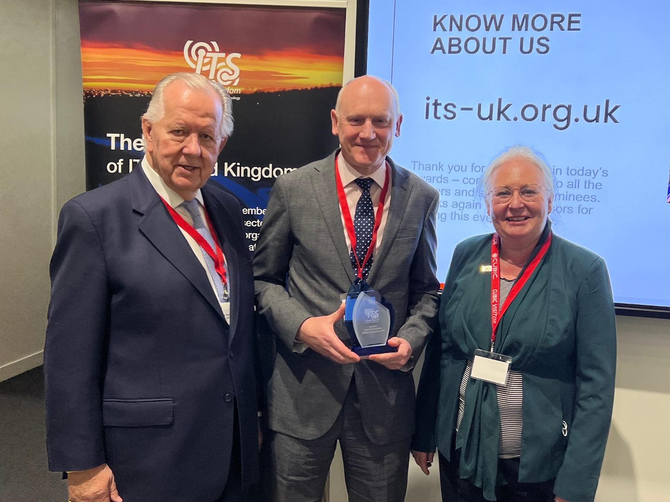 Last year’s Rees Hills winner Ian Patey with Steve Norris and Jennie Martin